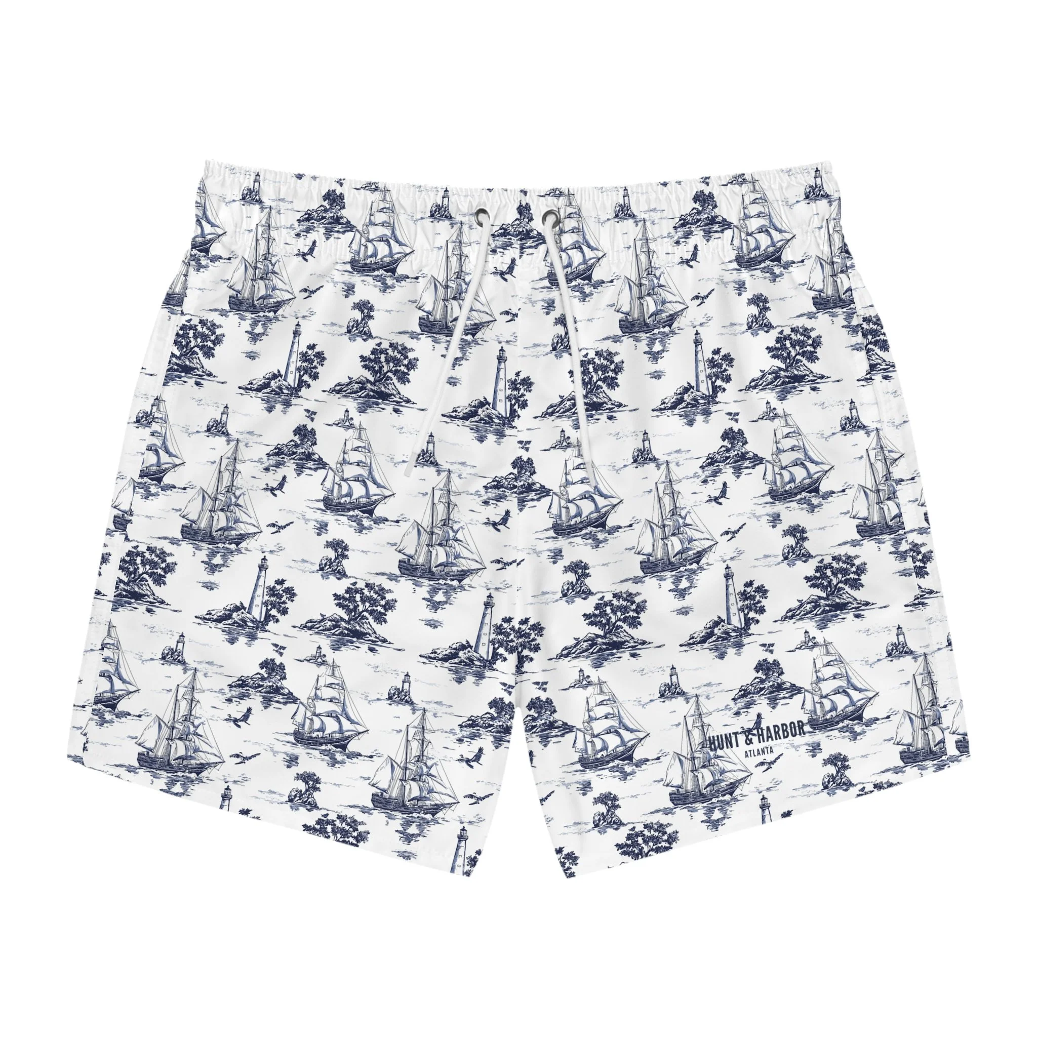 Sailboat Toile Swim Trunks
