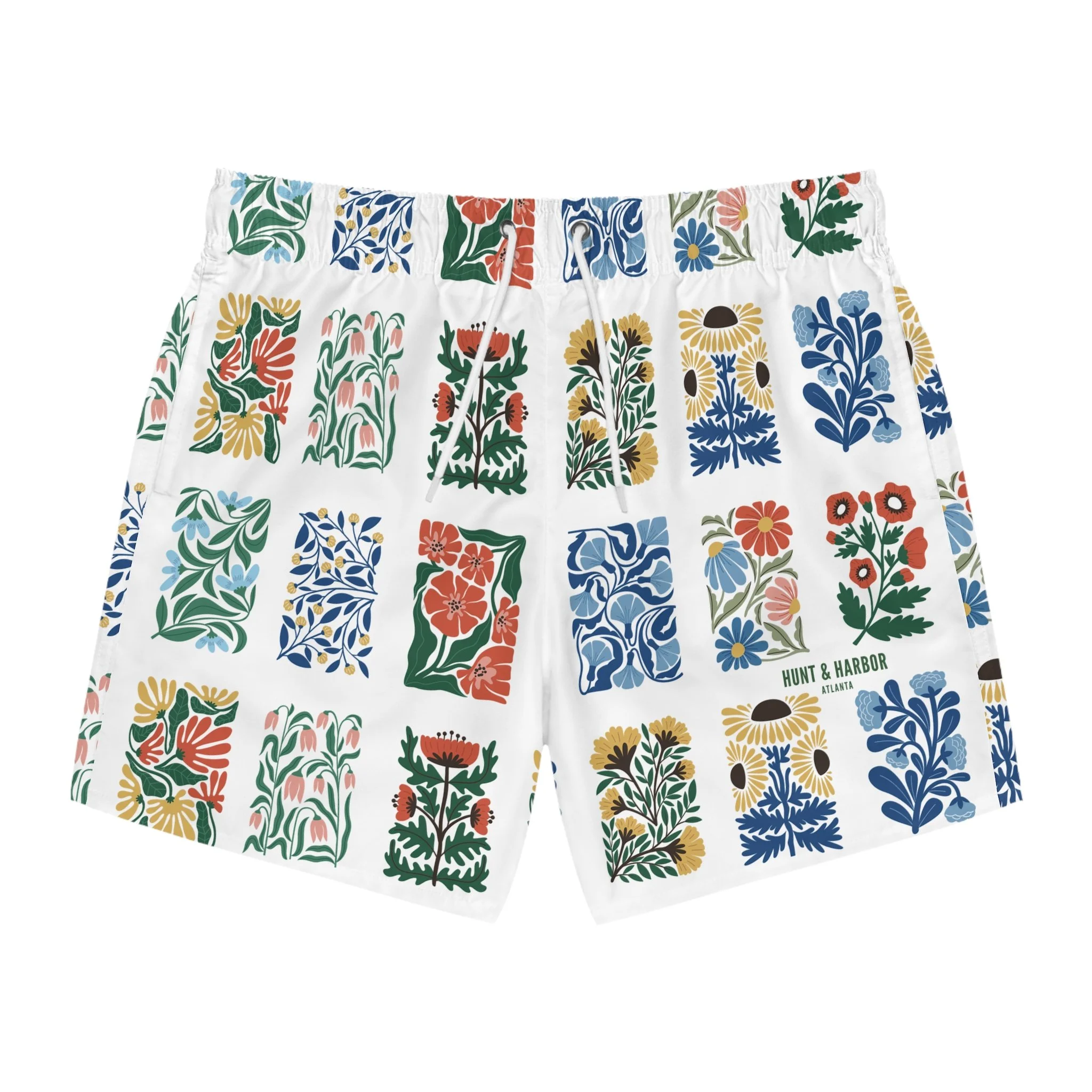 Floral Tile Swim Trunks