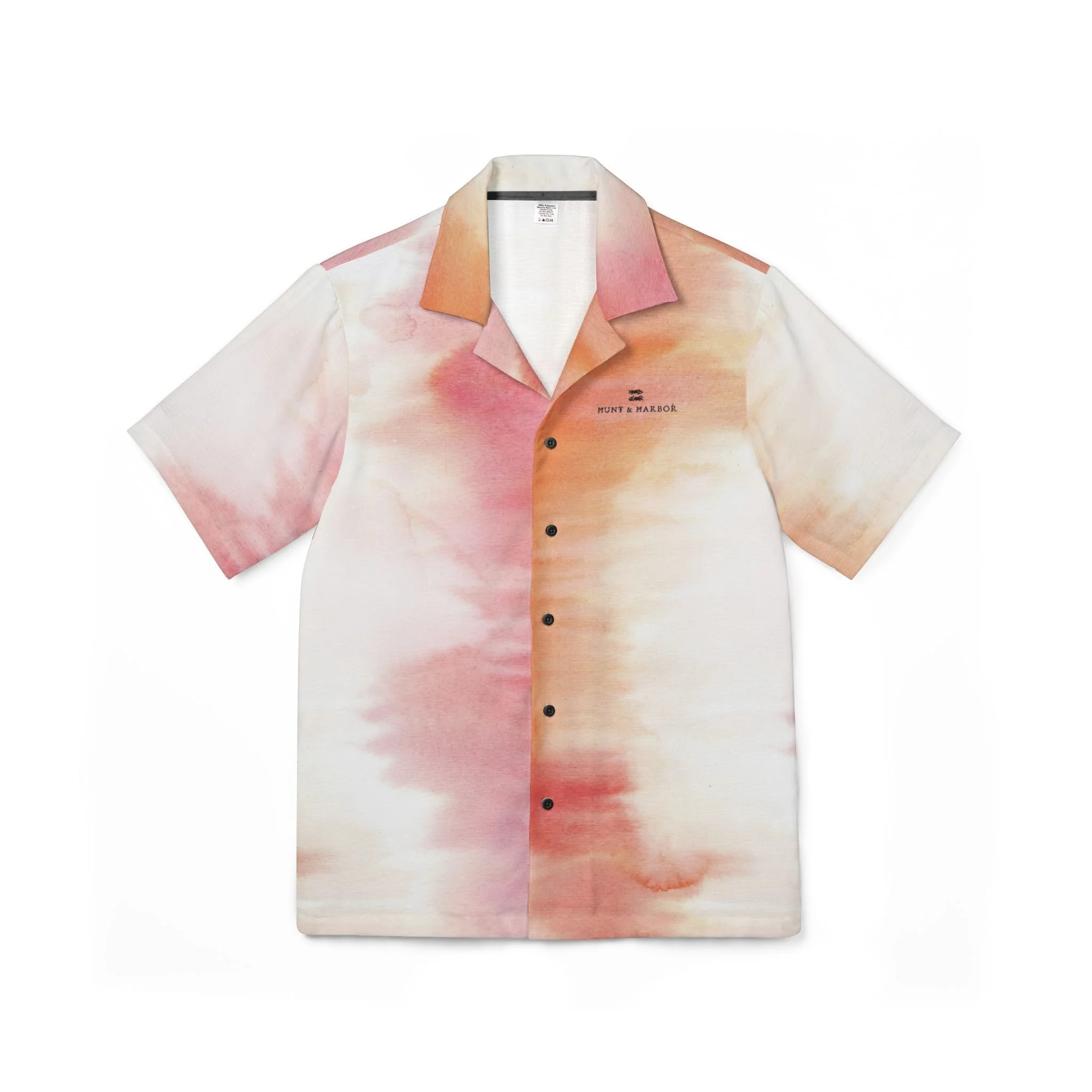 Watercolor Orange & Rose Camp Collar Shirt