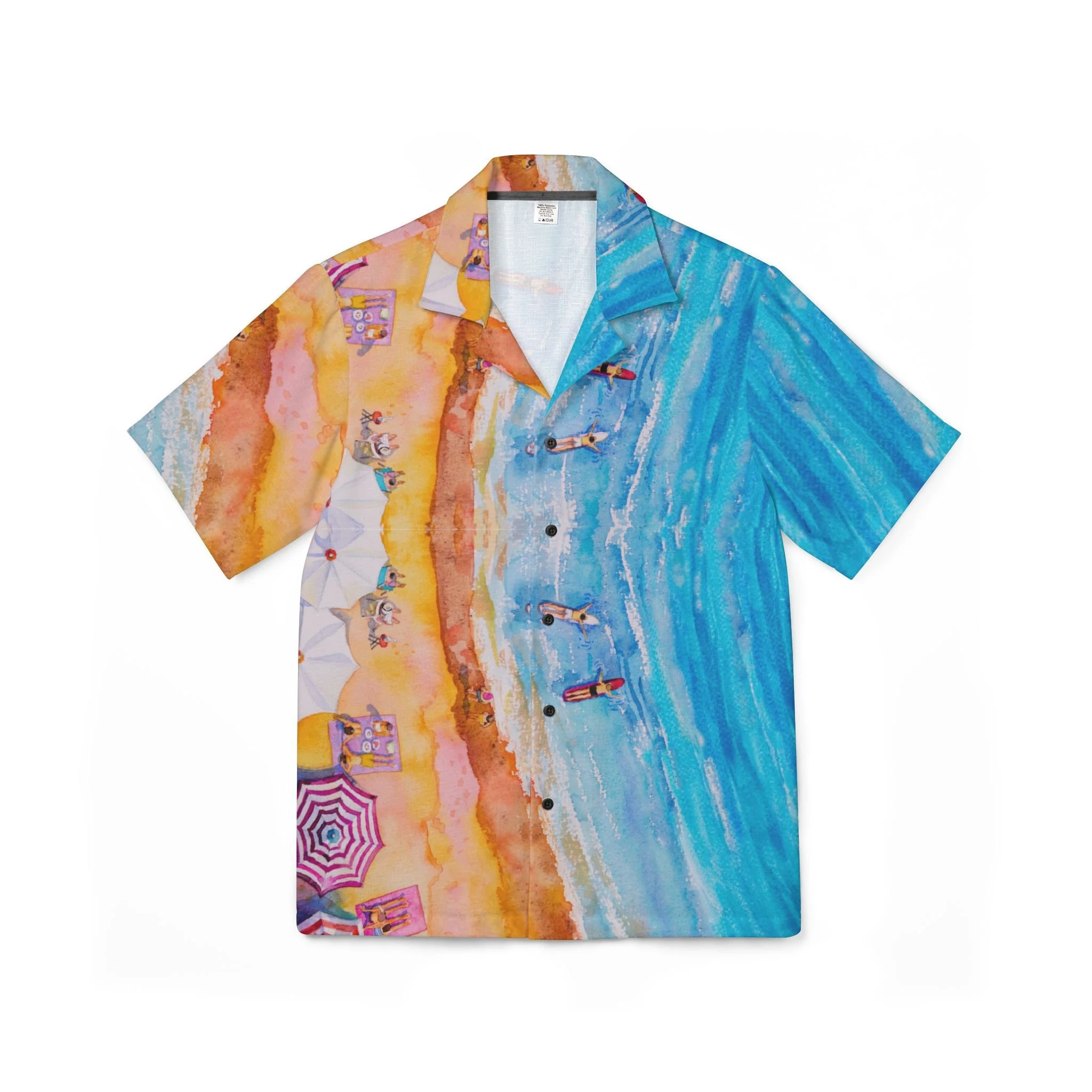 Painted Surf Scene Camp Collar Shirt