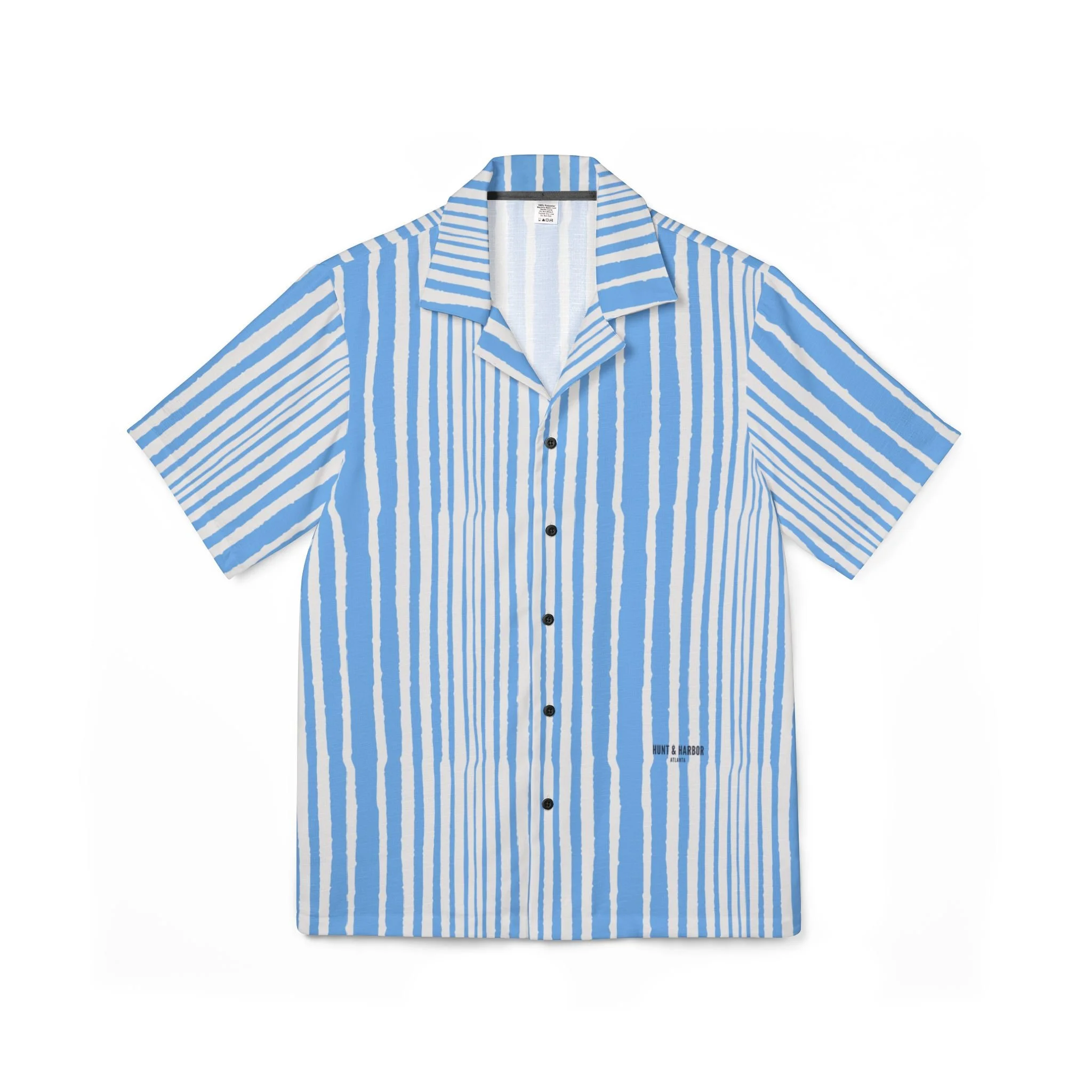 Light Blue Striped Camp Collar Shirt