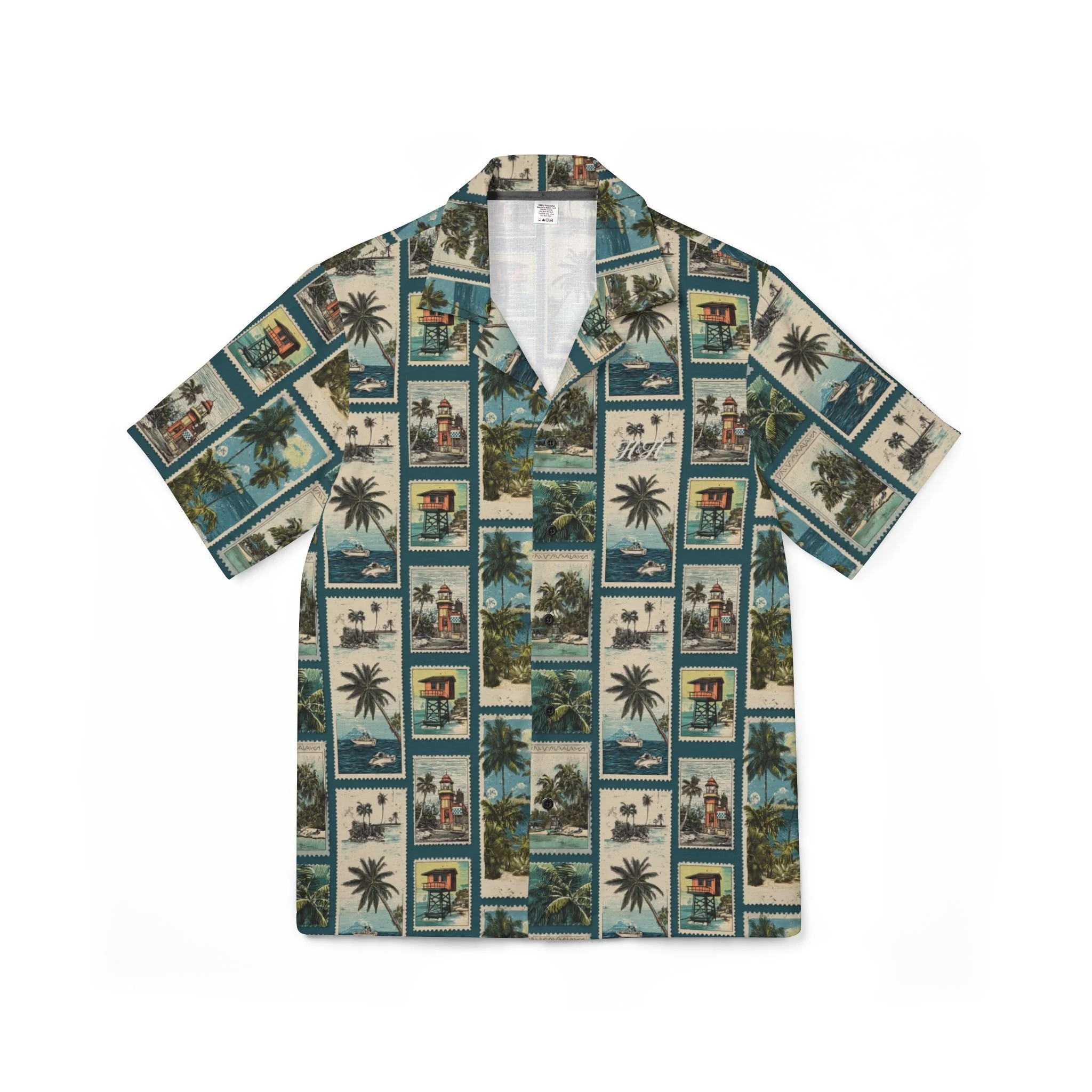 Vintage Postcard Hawaiian Camp Collar Shirt