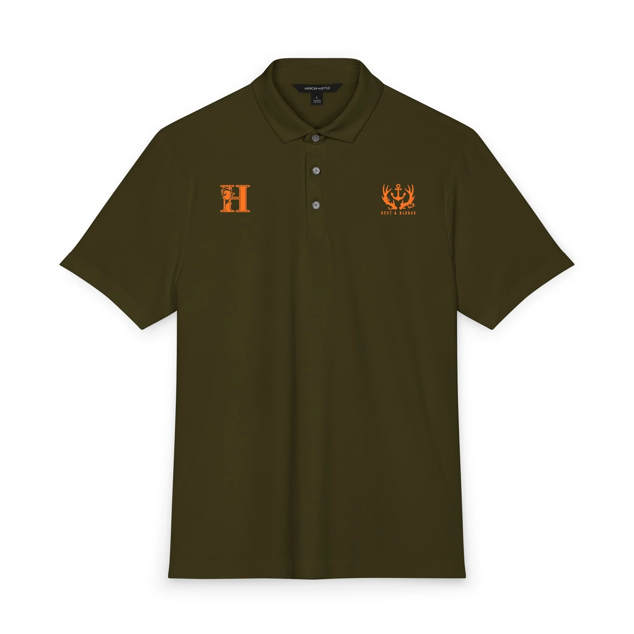Antler & Anchor Stretch Jersey Polo (Summer Logos) in Townsend Green – front view