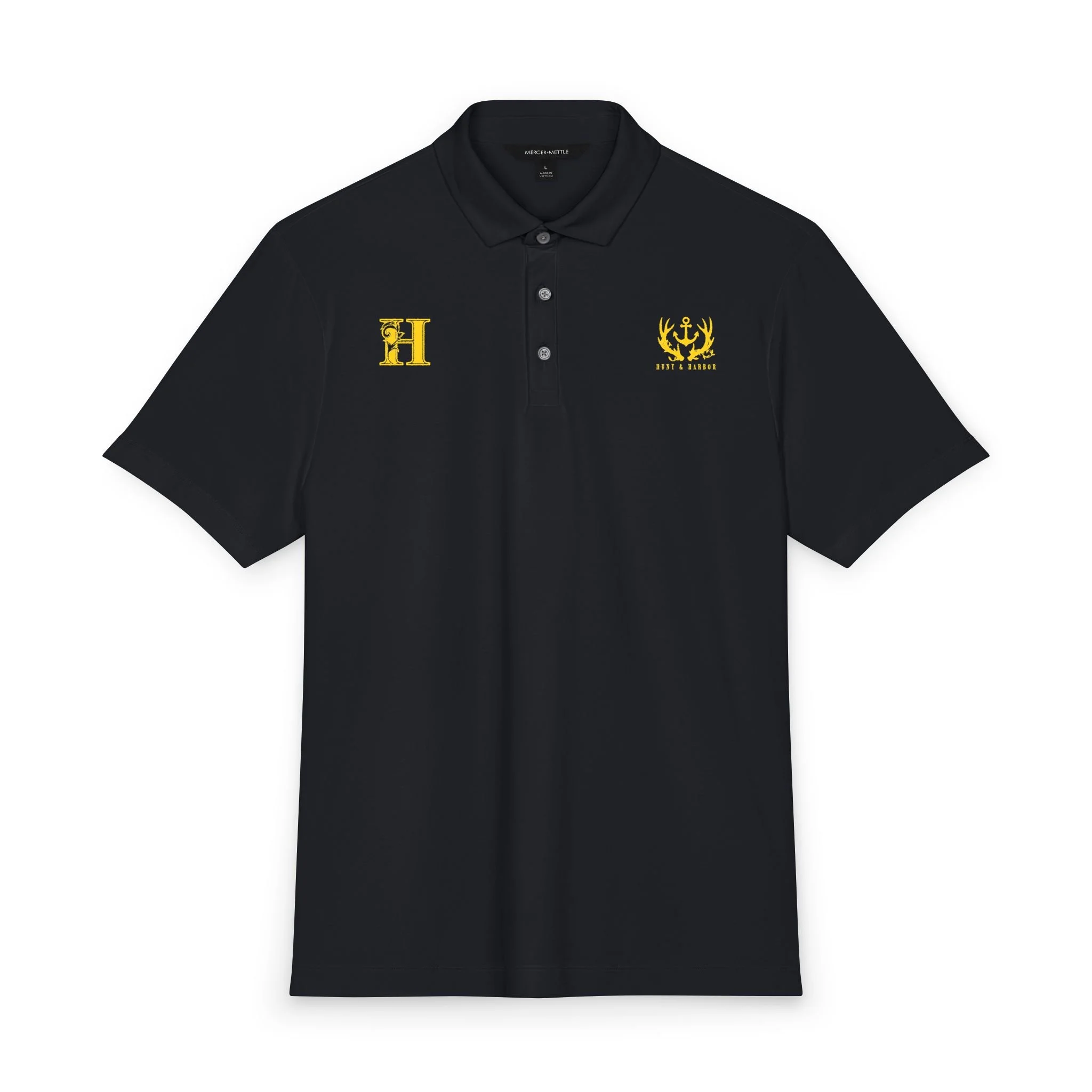 Antler & Anchor Stretch Jersey Polo (Summer Logos) in Night Navy – front view