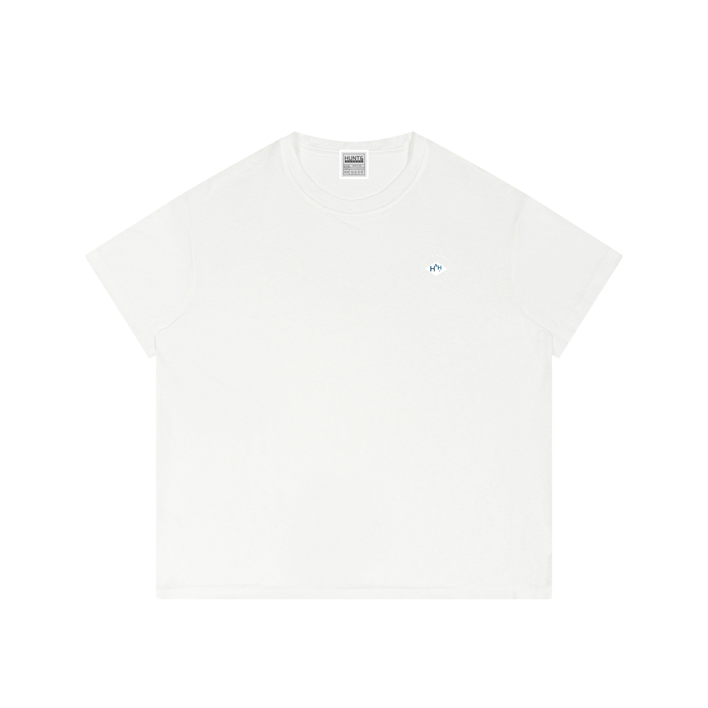 Men's sheer slub boxy crop tee in black - flat lay product shot showing boxy drop shoulder fit