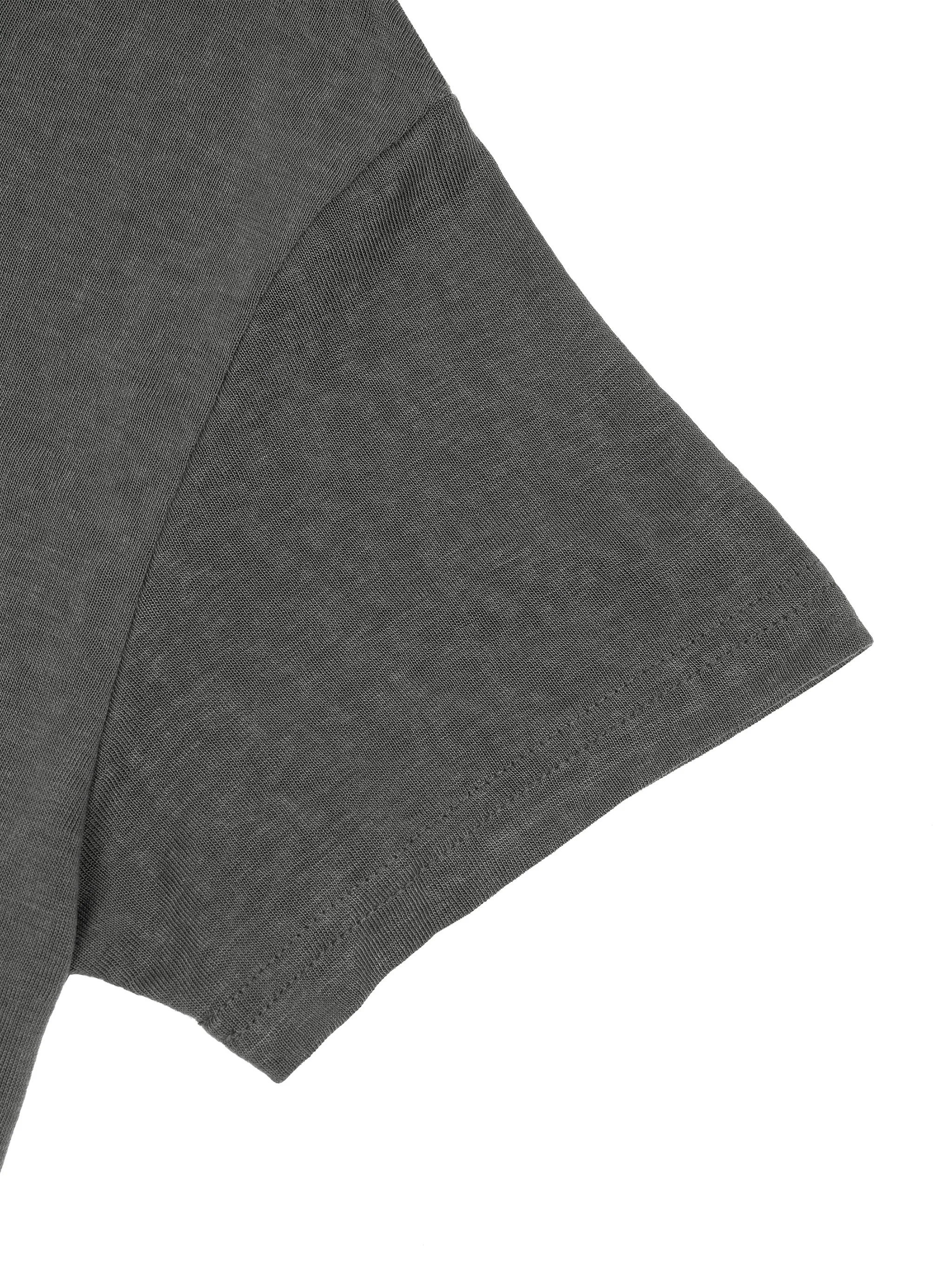 Sheer slub boxy crop tee fabric texture close-up - gray heather knit detail Hunt and Harbor