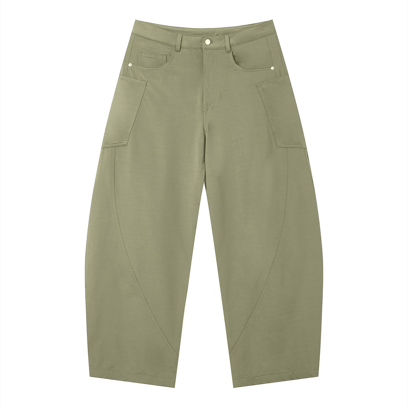 Men's barrel leg pant in Gray Green - front flat lay view