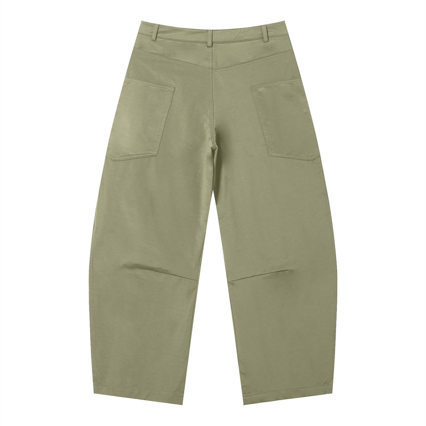 Men's barrel leg pant in Gray Green - side flat lay view