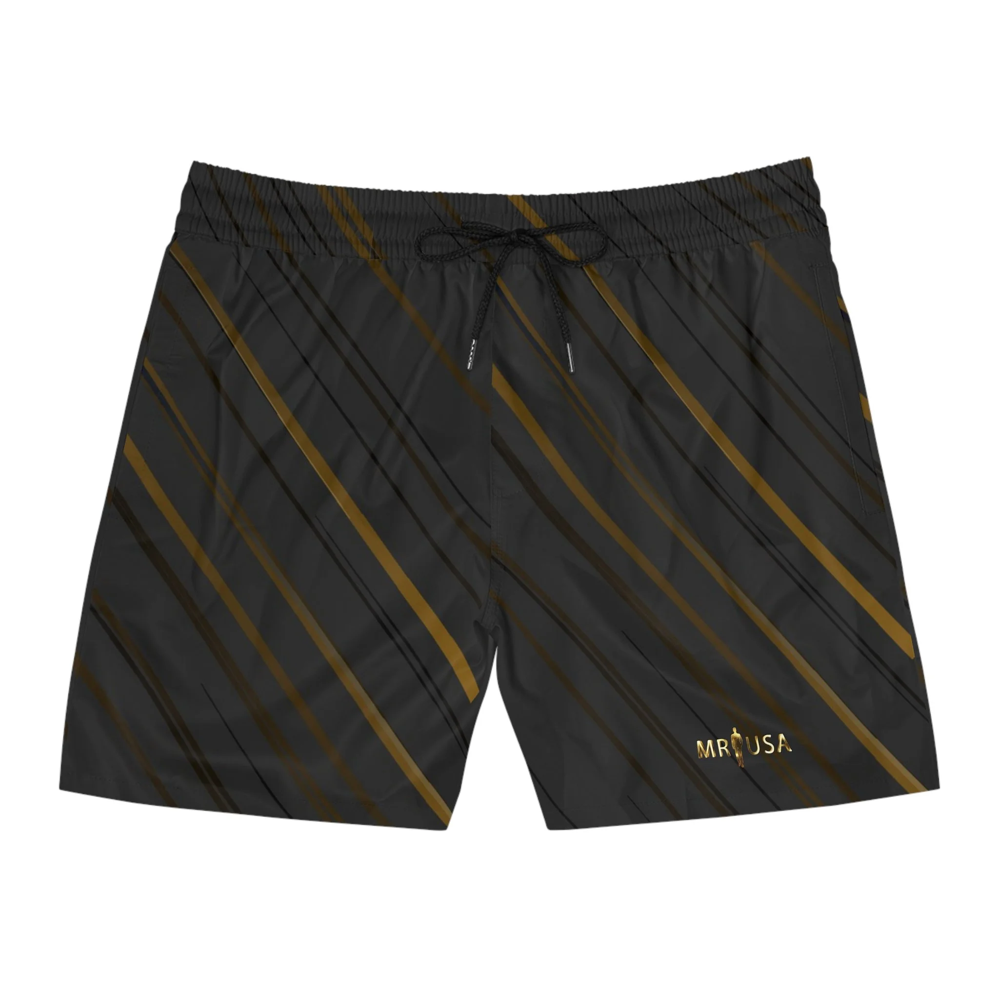 Hunt & Harbor x Mister USA Black & Gold Swim Trunks