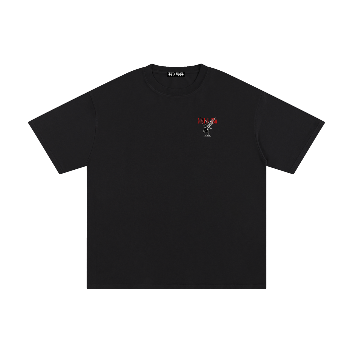 Hunt & Harbor x Mister USA Unisex Pure Cotton T-Shirt - black front