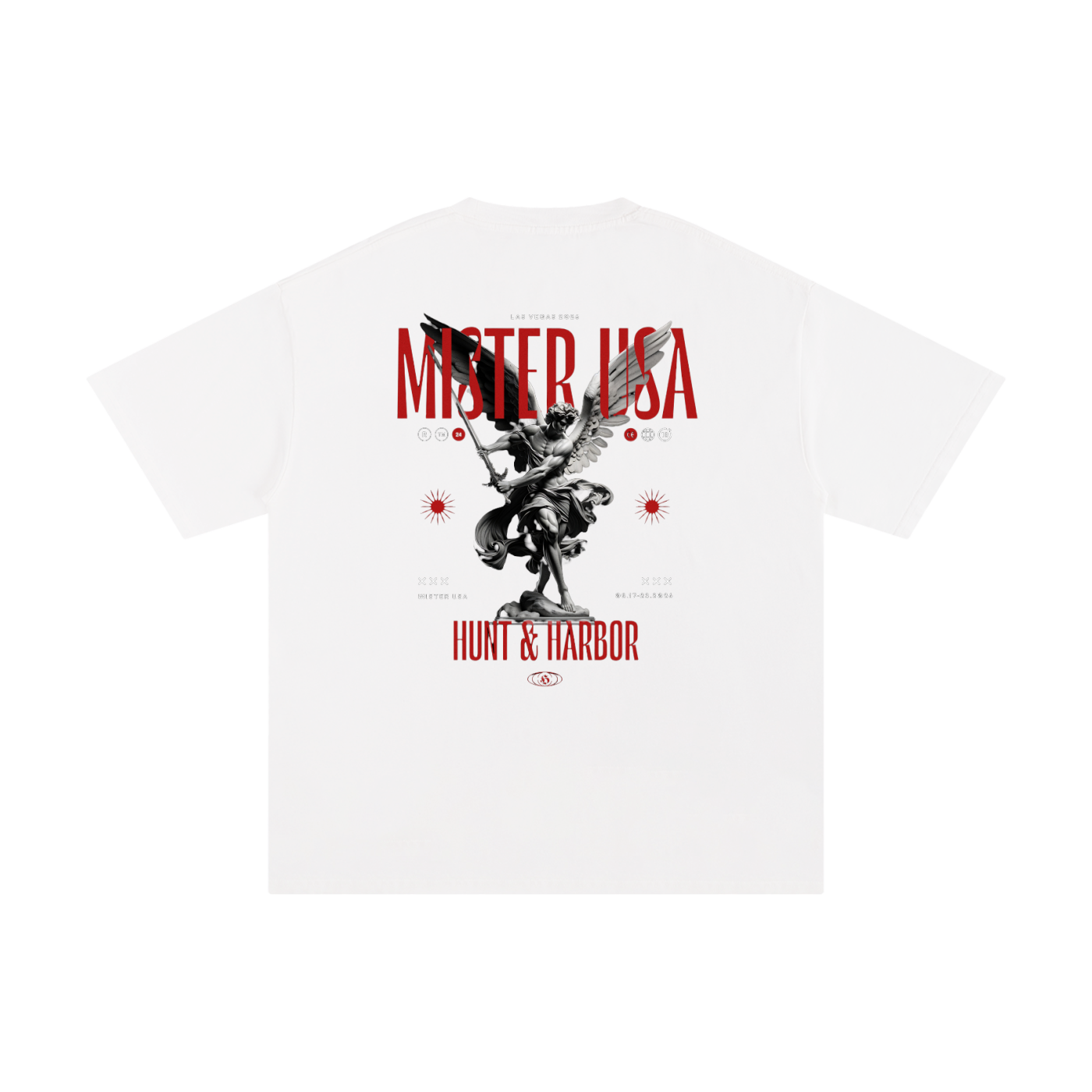 Hunt & Harbor x Mister USA Unisex Pure Cotton T-Shirt - white graphic print