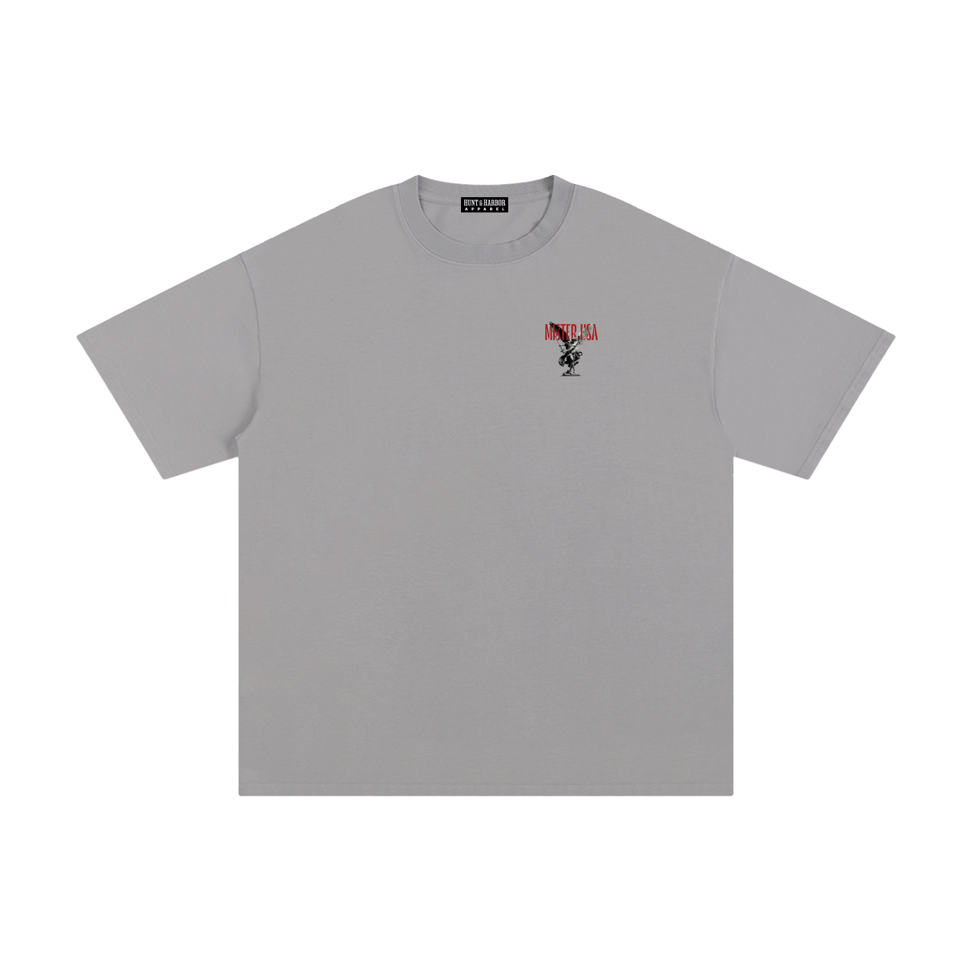 Hunt & Harbor x Mister USA Unisex Pure Cotton T-Shirt - heather gray front