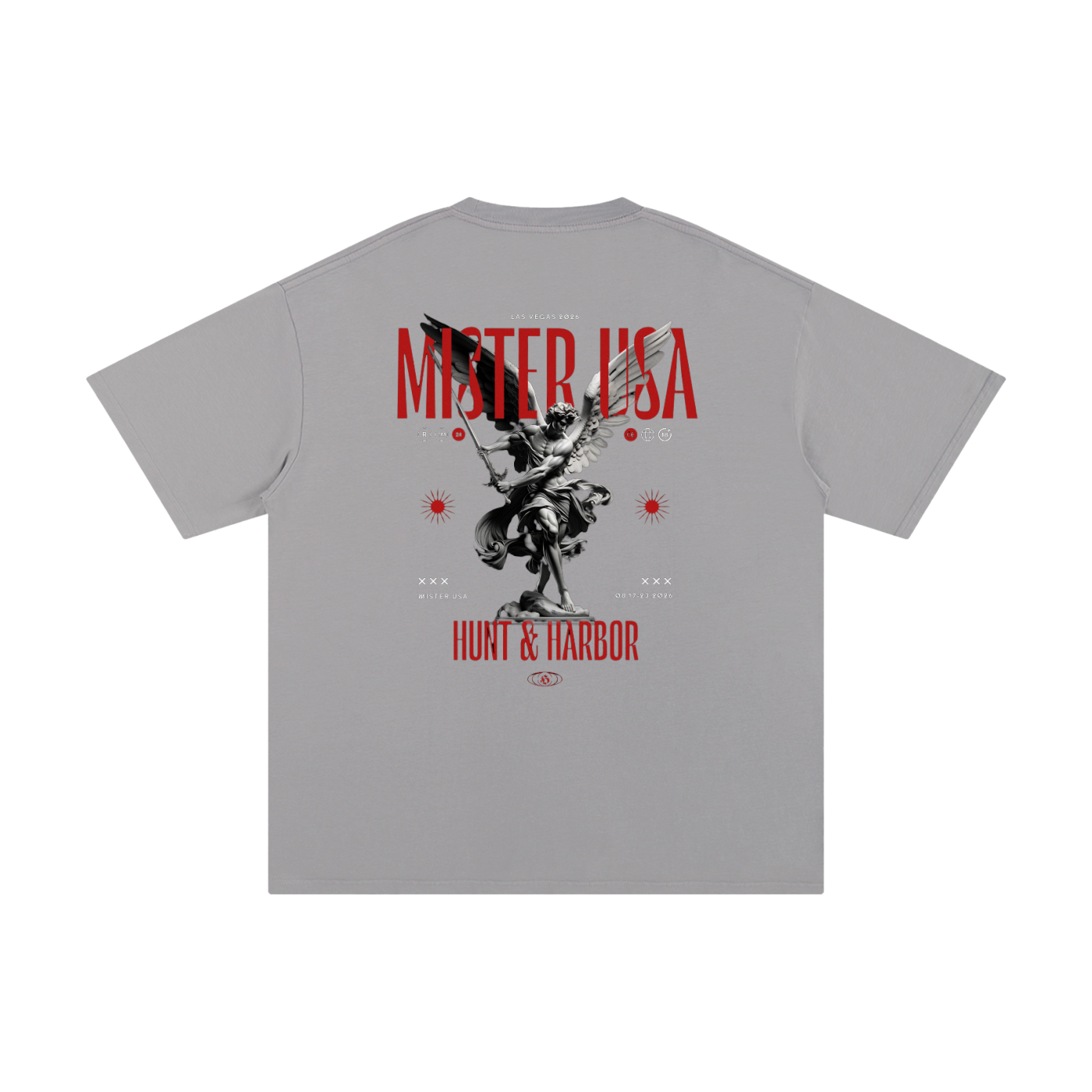 Hunt & Harbor x Mister USA Unisex Pure Cotton T-Shirt - heather gray graphic print