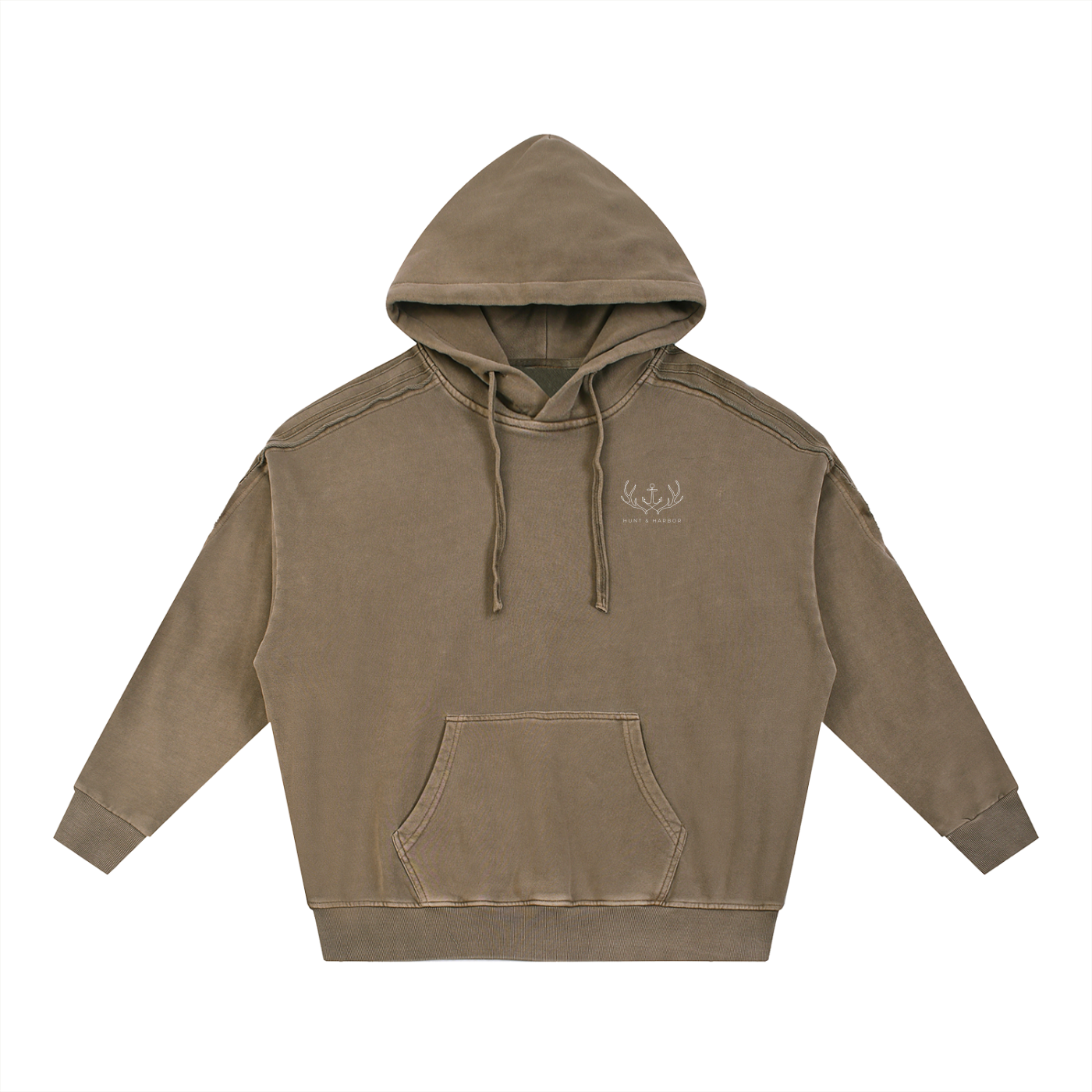 Snow Washed Tape Raw Edge Hoodie