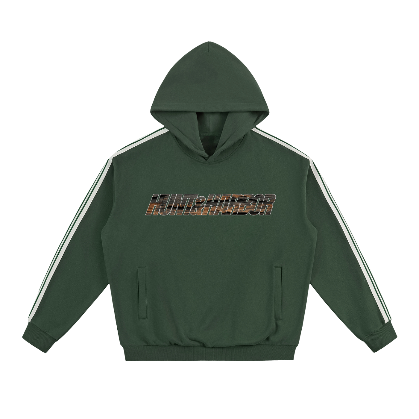 Tree Bark Side Stripe Drop-Shoulder Hoodie