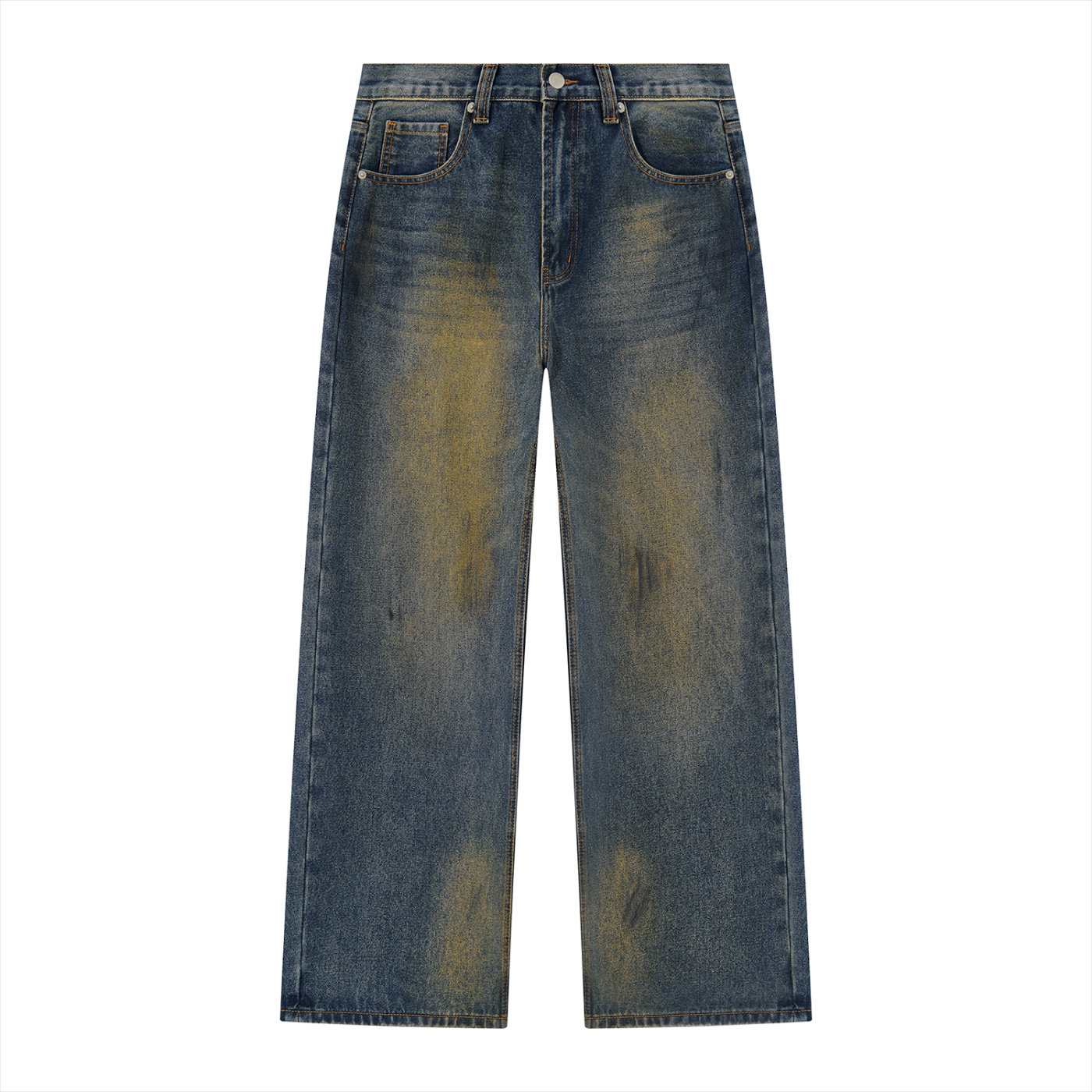 Vintage Wash Distressed Wide Leg Jeans