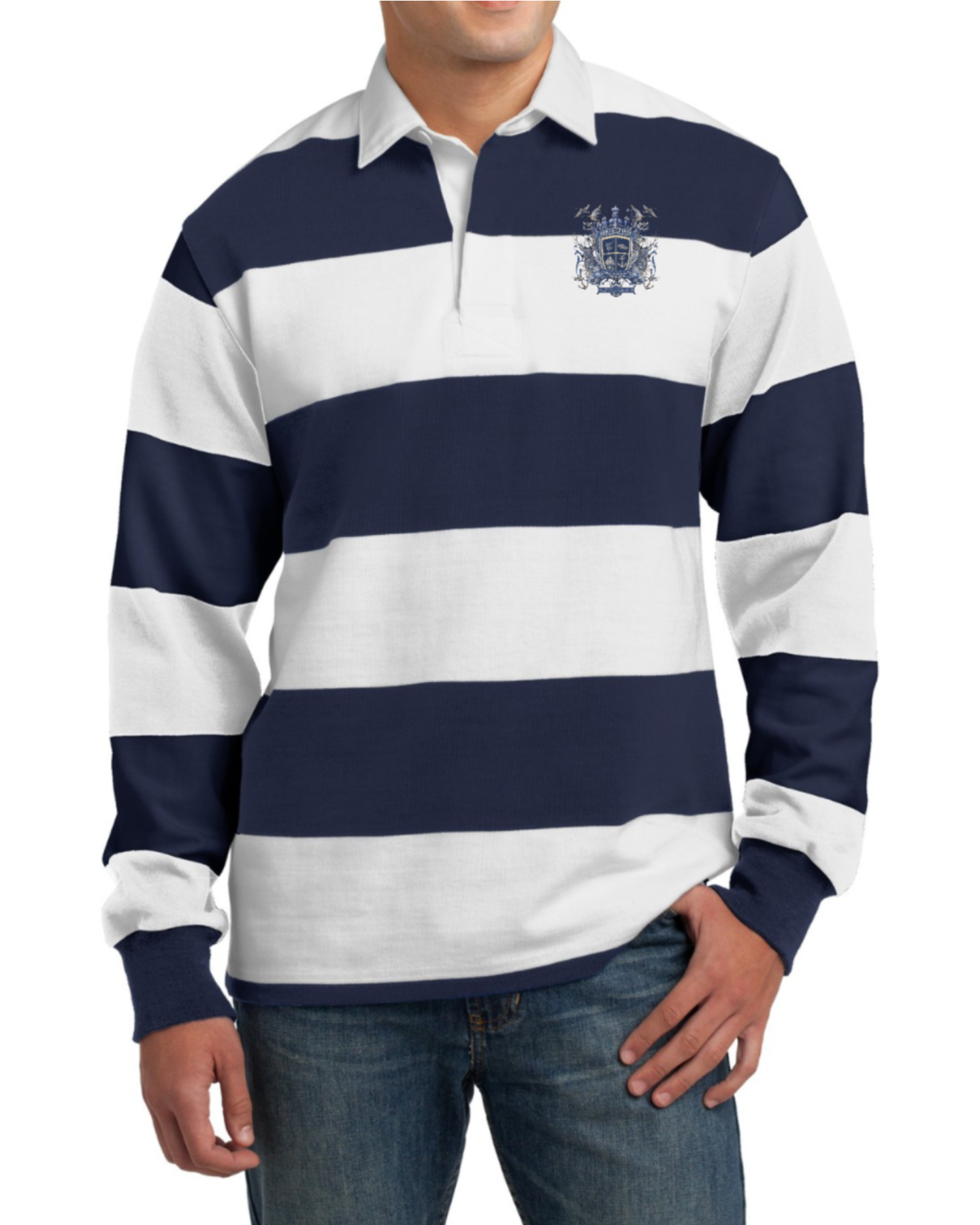 Long Sleeve Classic Rugby Polo with Crest