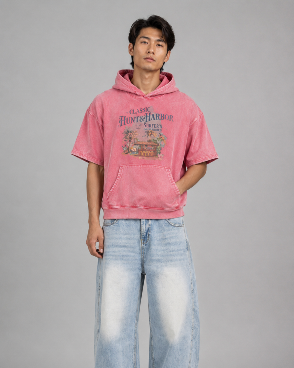 Surfing Cropped Short Sleeve Hoodie