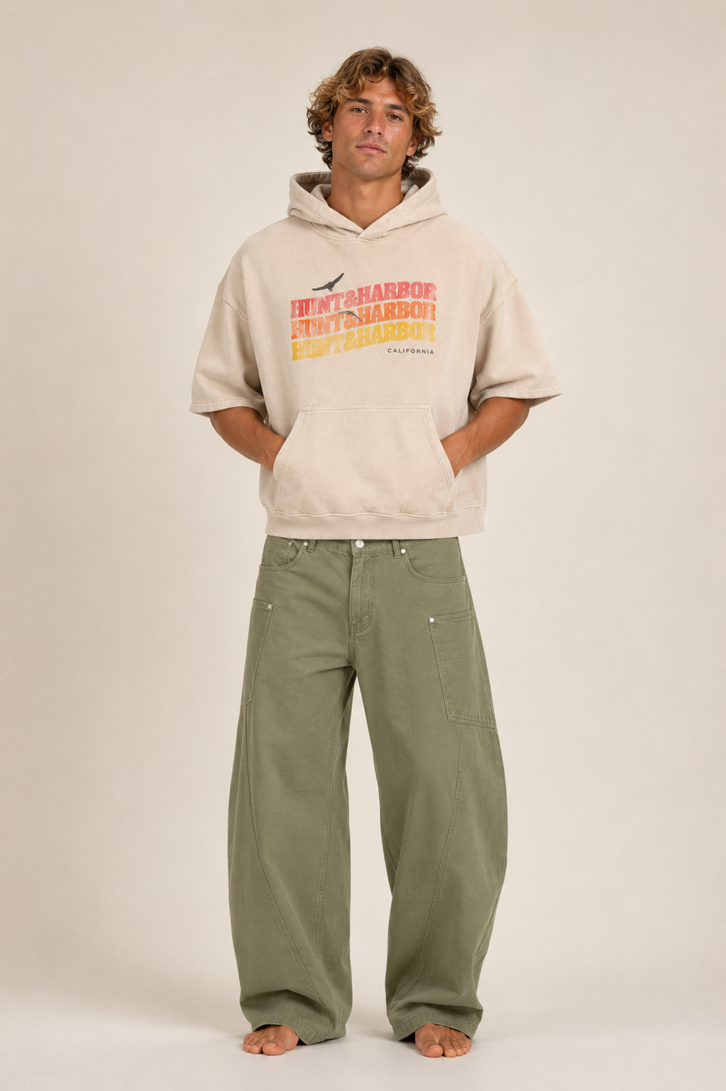 California Cropped Short Sleeve Hoodie