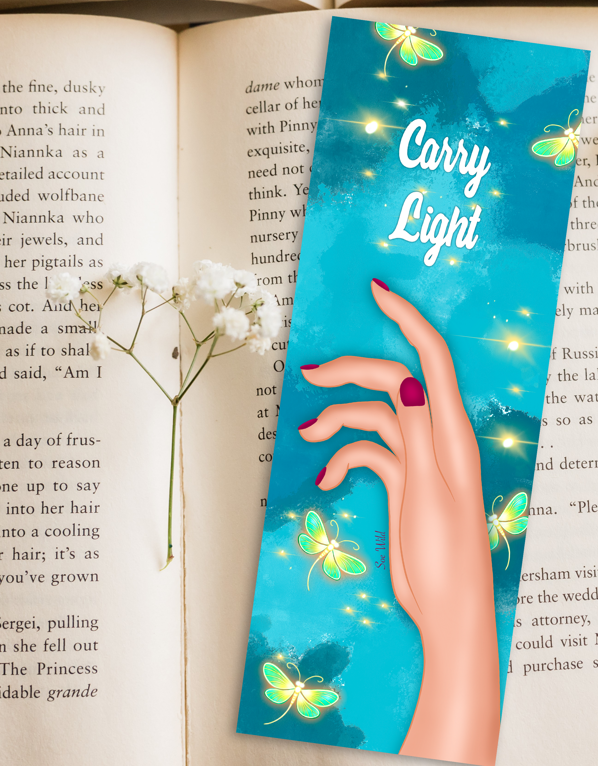 Marque-pages illustré inspirant «Carry Light »  - 18 X 6,5cm