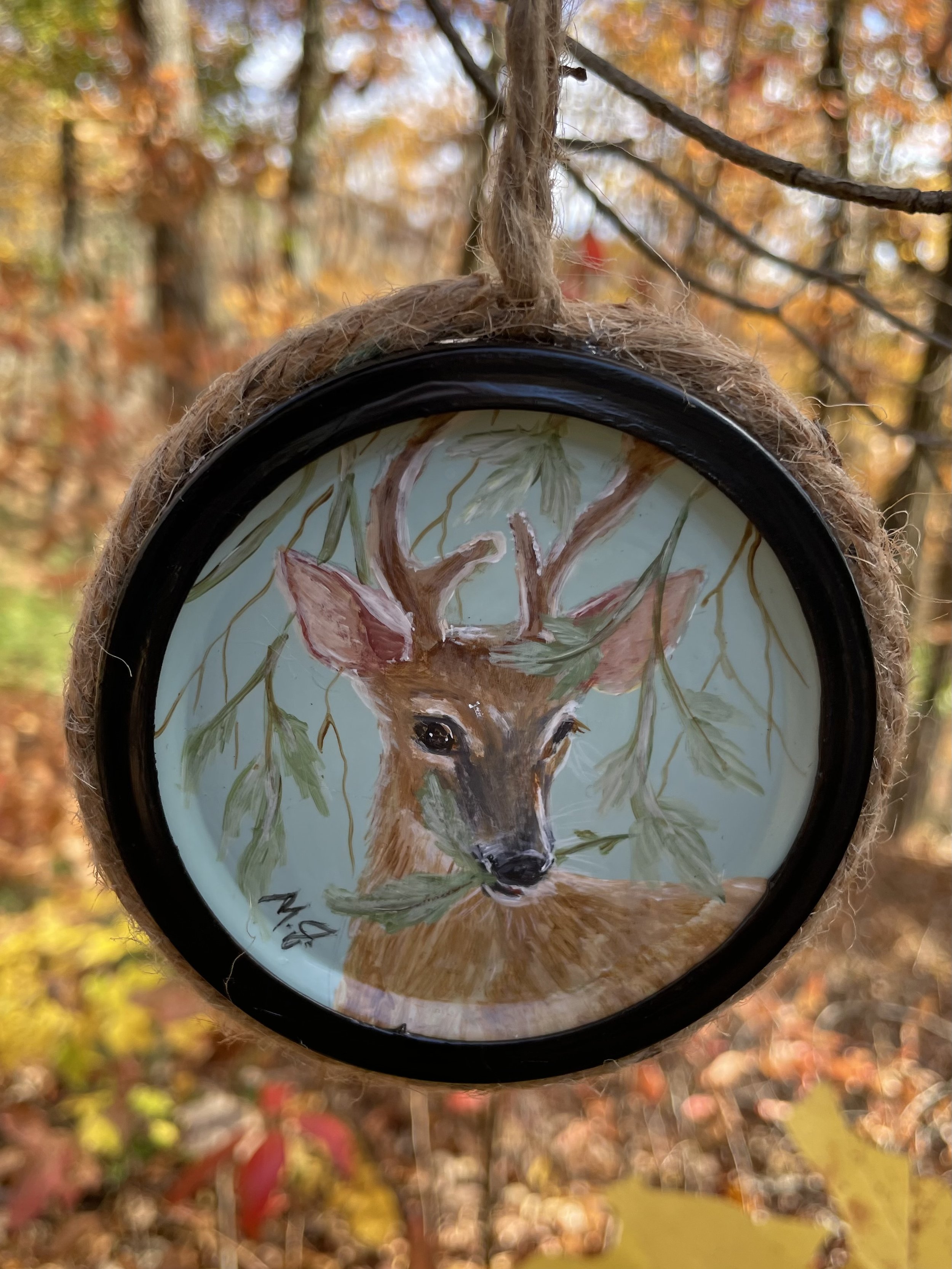 Young Buck - Original Acrylic on Ornament