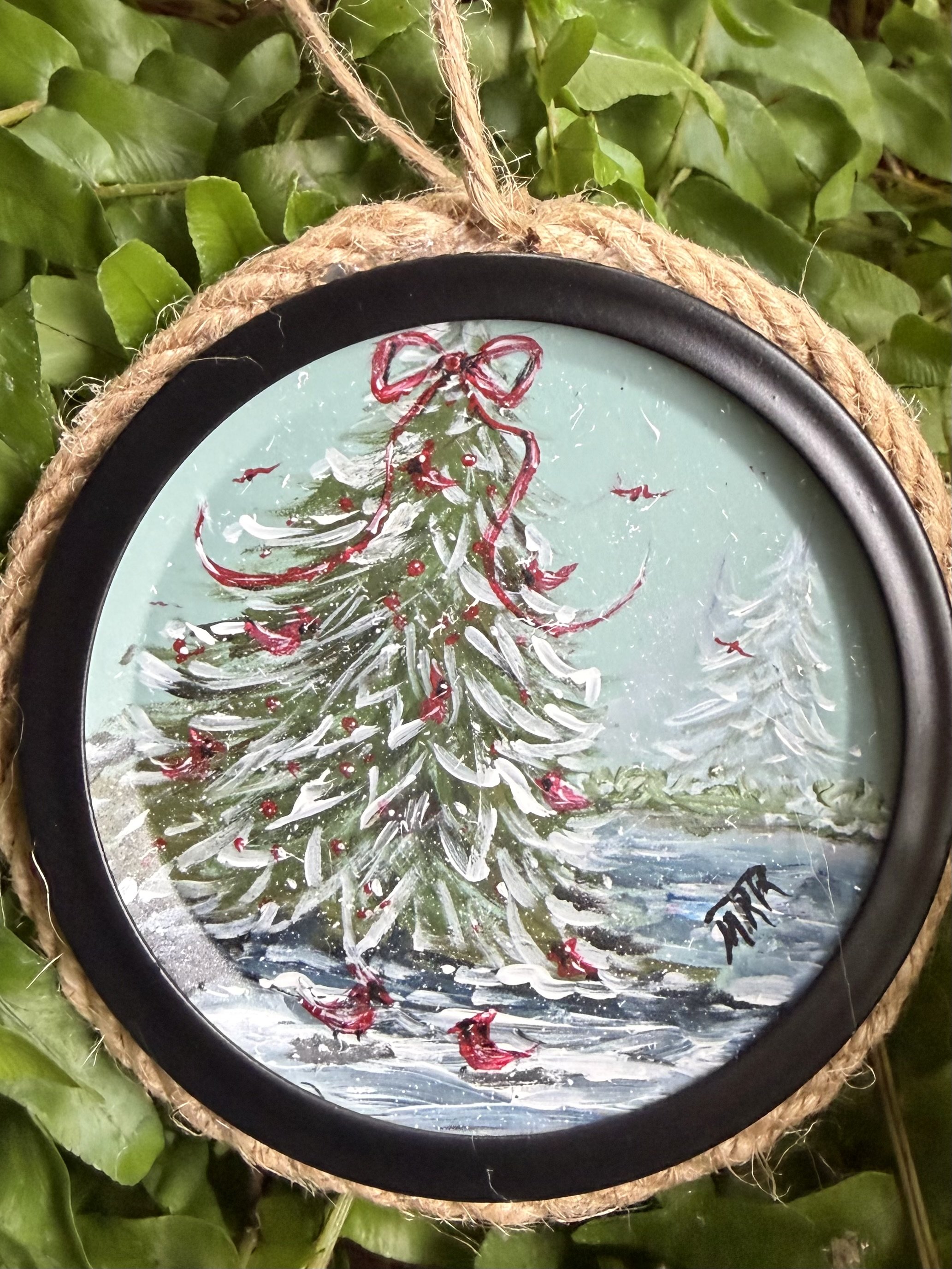 "Hello Again" - Original Acrylic on Ornament