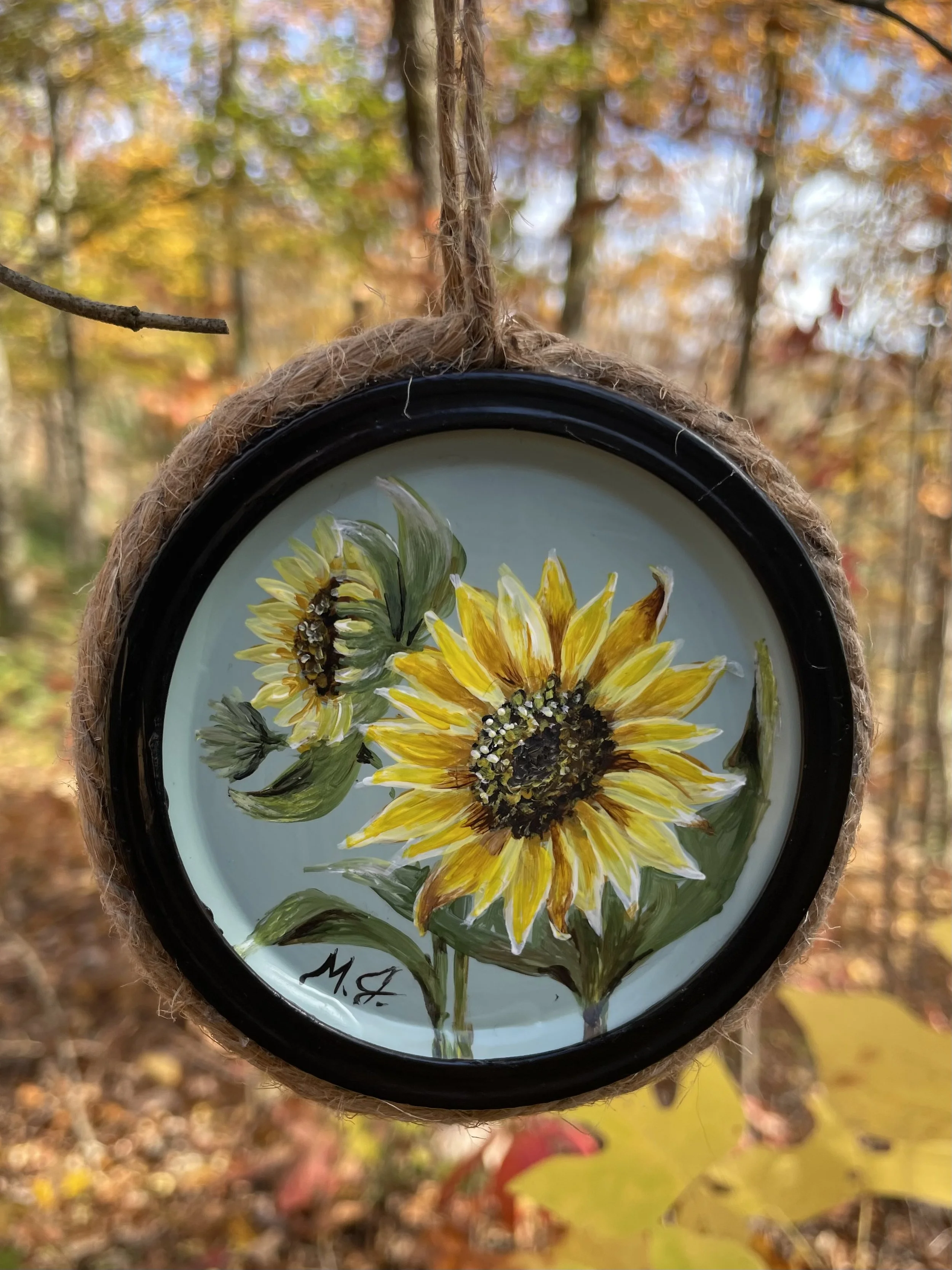 Sunflower - Original Acrylic on Ornament
