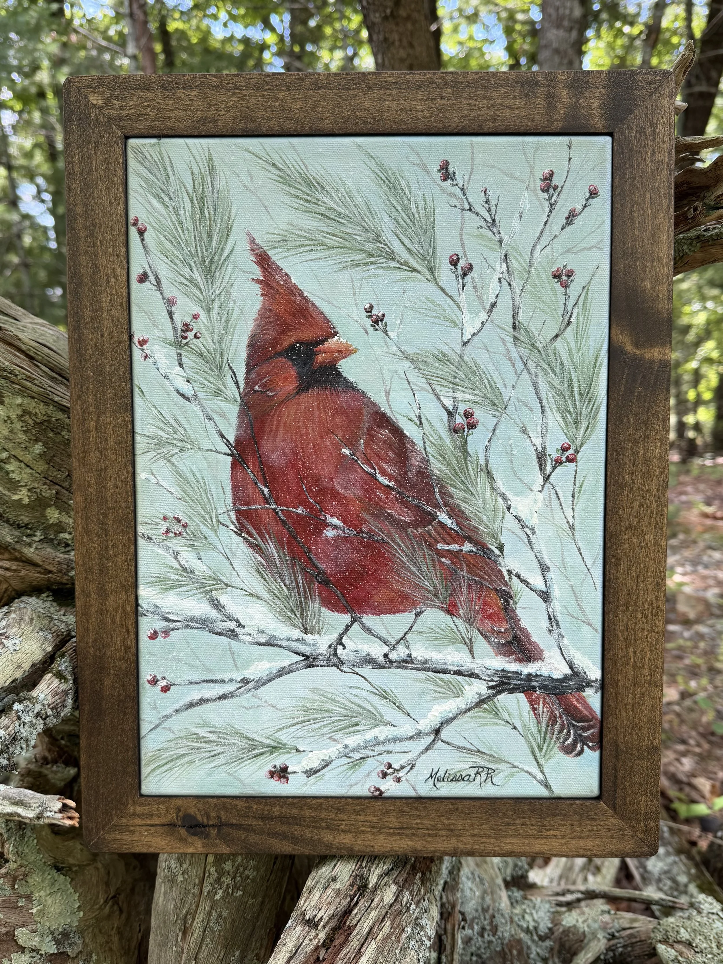 Winter Cardinal - Original Acrylic on Canvas