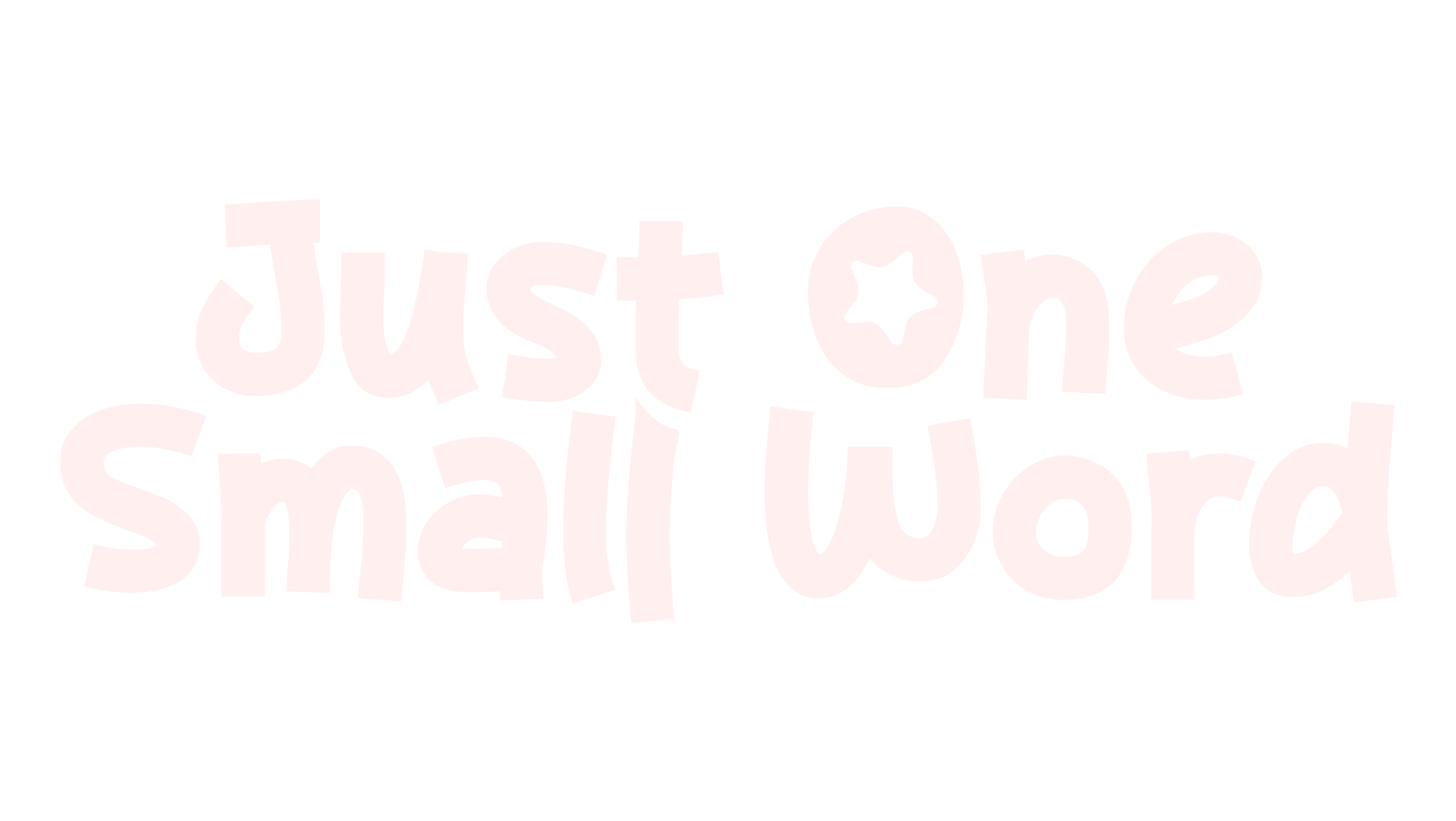The phrase "Just one small word" written in bold, playful, light-colored font on a black background.