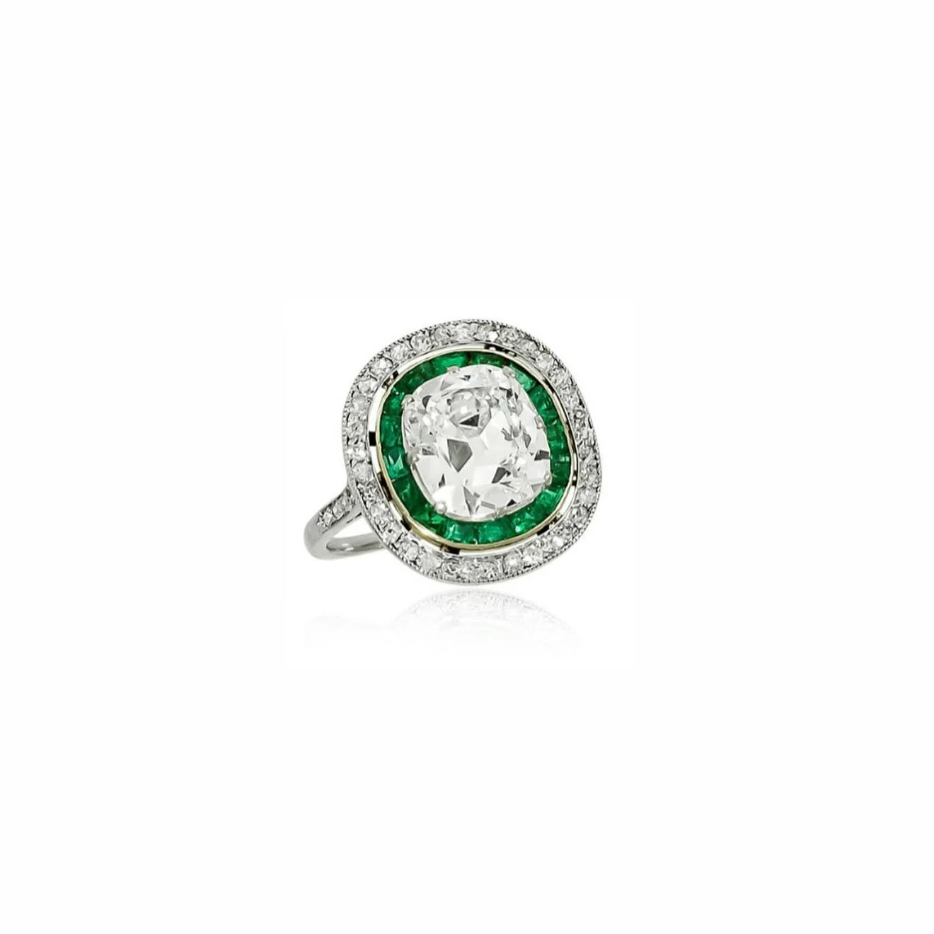 Stunning French Platinum Diamond &amp; Emerald Ring from the 1920&rsquo;s with a matching Diamond &amp; Emerald bracelet that happened to meet the ring from the same era. 

#FineJewelry #JewelryDesign #HandmadeJewelry #LuxuryJewelry #JewelryAddict #J