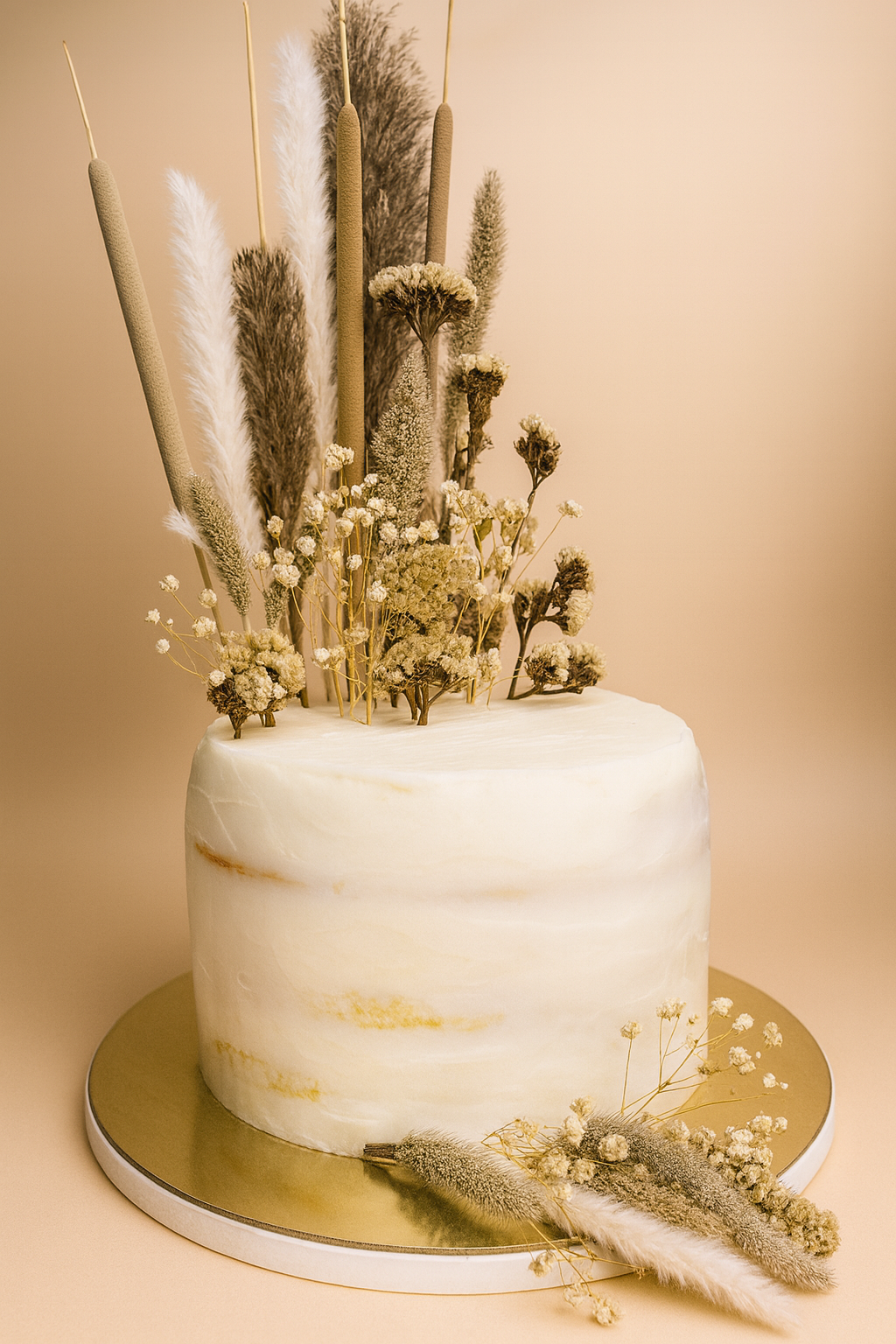 Custom Dried Floral 8" Round Cake -Lemon