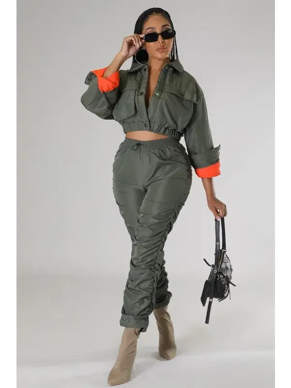 Crop jacket and jogger set