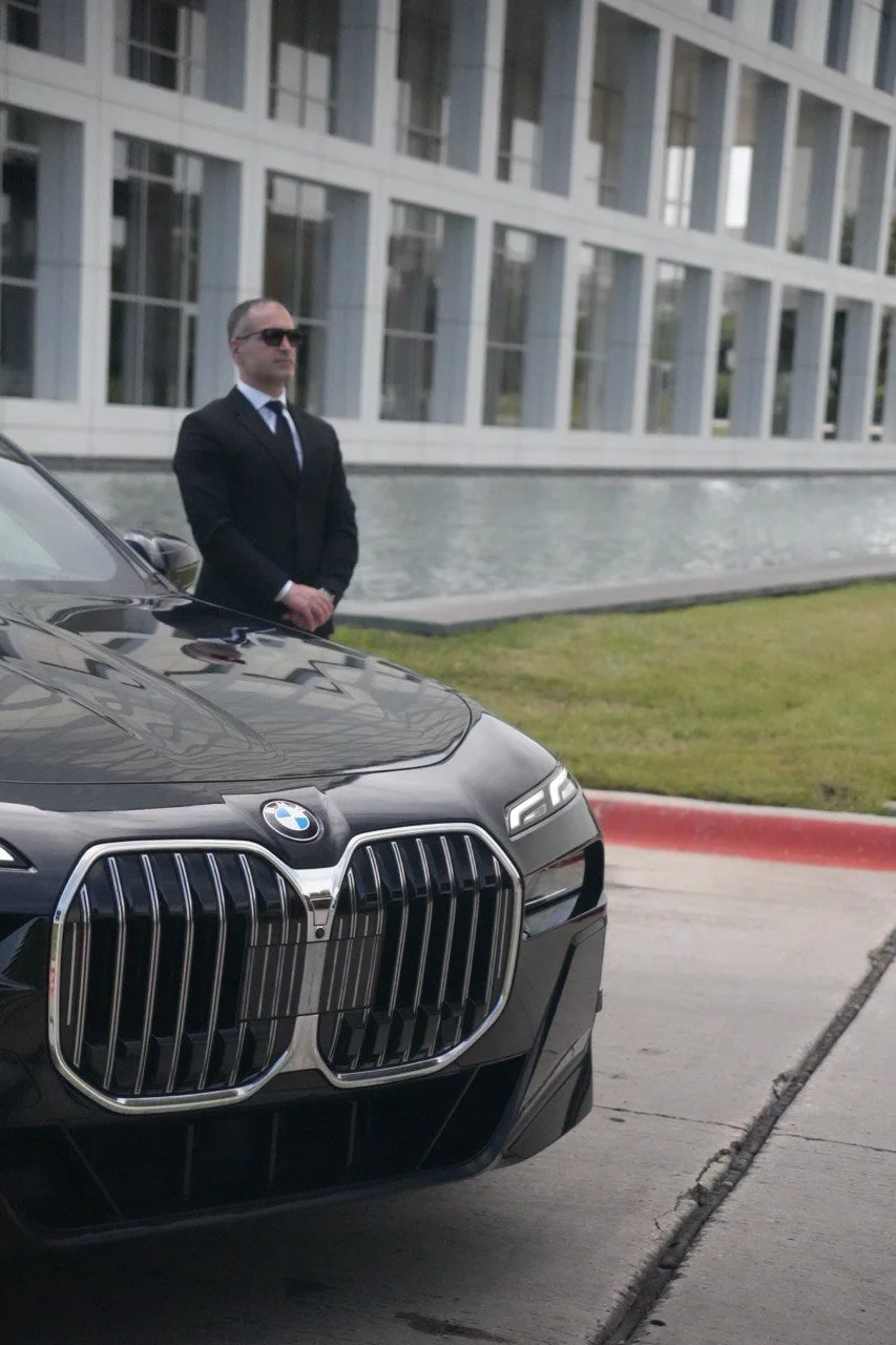 BMW 7 Series with professional chauffeur in Dallas