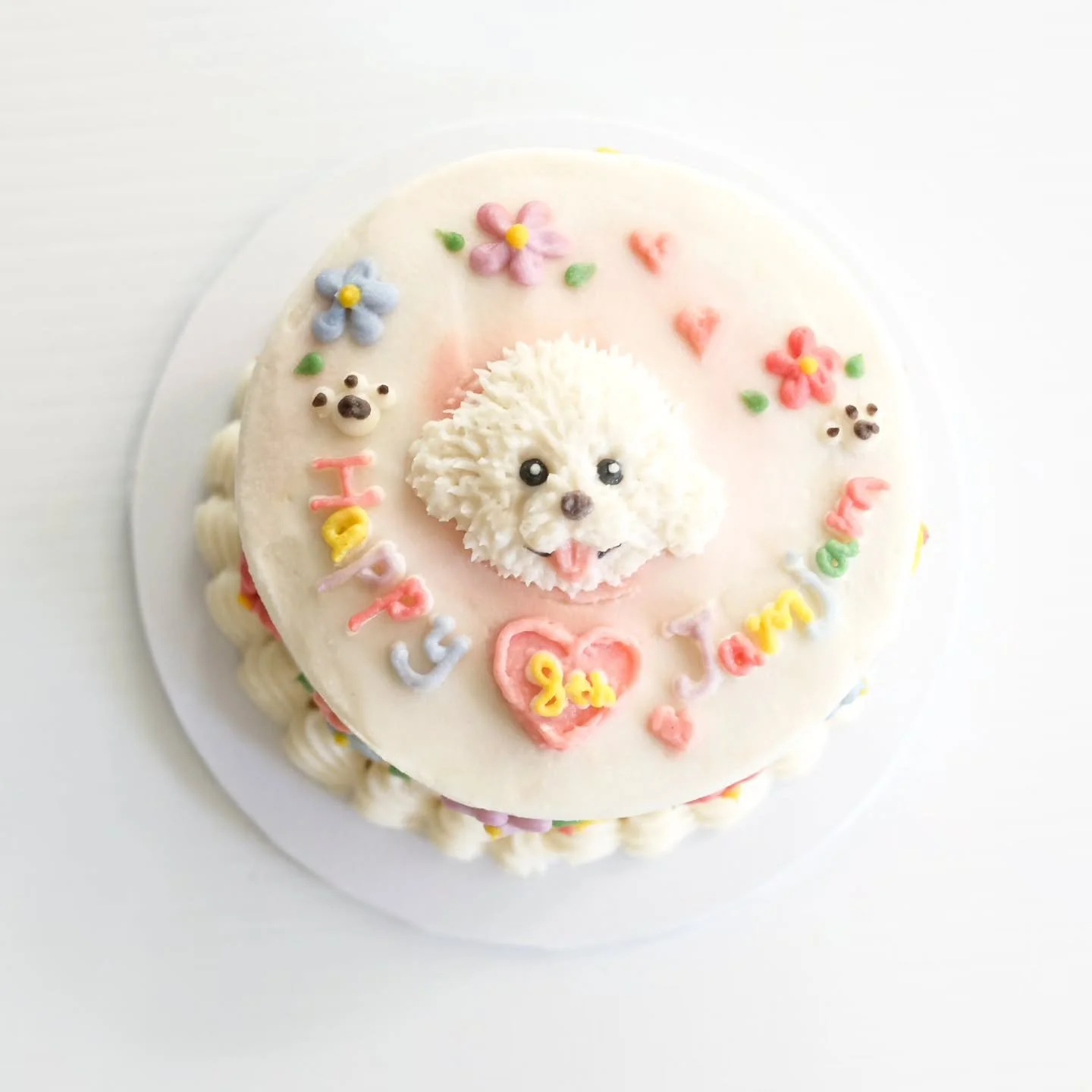 Happy 8th Birthday to the happiest bichon @chinjamhan! 🎂🎉
 Jamjam might be 8, but has the energy of a puppy! #ageisjustnumber 🤭🐶
*
*
*
#sydneypetbakery #petbakery #dogcake #bichonfrise