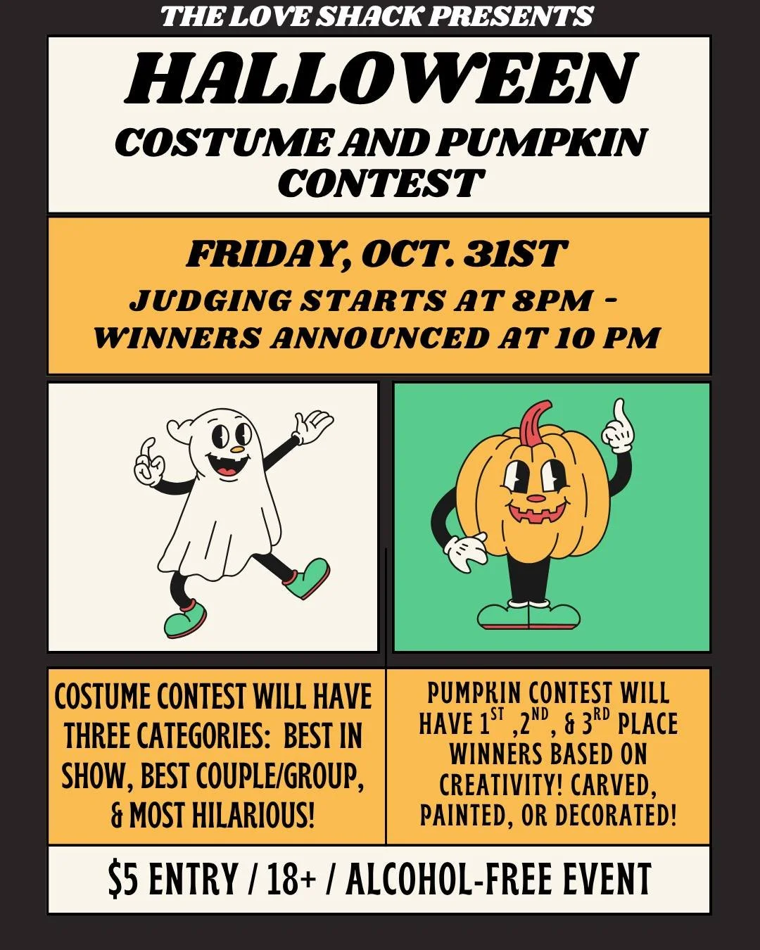 This Friday for our Halloween Dance Party we have several ways to win some awesome prizes! Come dressed in your best costume by yourself or with a group for three different ways to win: Best in Show, Best Couple/Group, or Most Hilarious! We will also