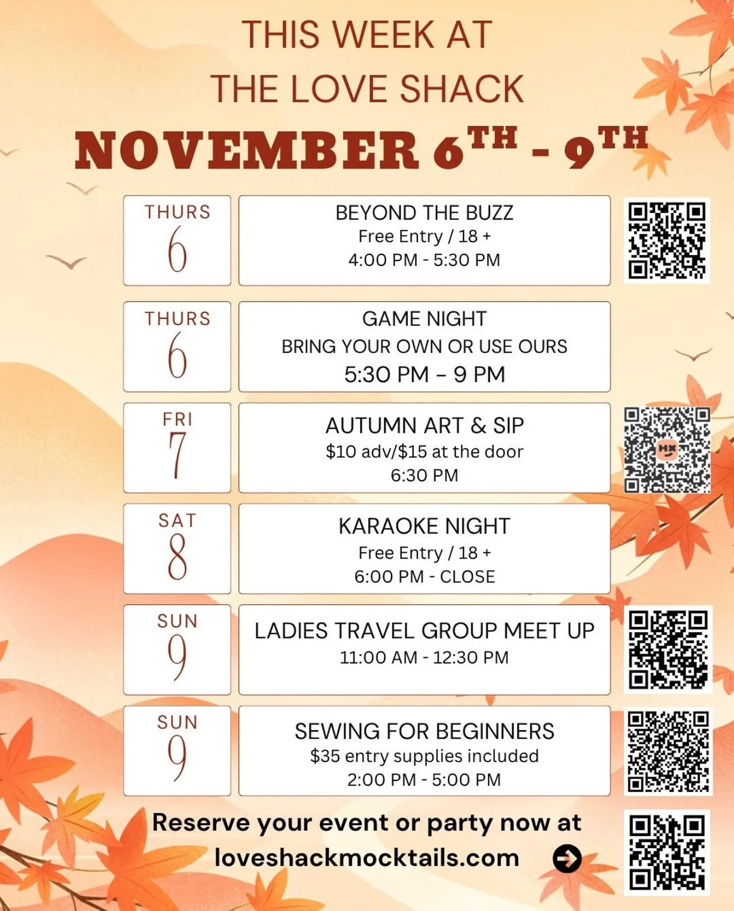 Fun and eventful week here at The Love Shack! We hope to see you here to try some of our new fall inspired drinks as well! 🍁🍂☕

#thingstodoloveland #downtownloveland #painting #karaoke #meetup #connectionmatters #beyondthebuzz #sober #soberlifestyl