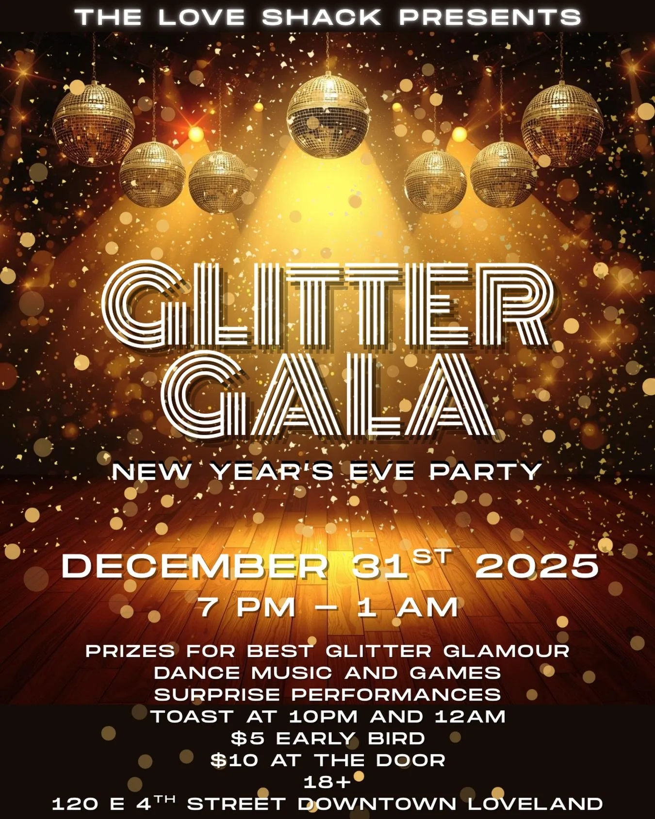 We are usually closed on Wednesday&rsquo;s but we couldn&rsquo;t turn down the opportunity to throw our first sober New Year&rsquo;s Eve Party at The Love Shack! Dress in your best glitter and glamour outfits or come as you are! Let&rsquo;s bring in 