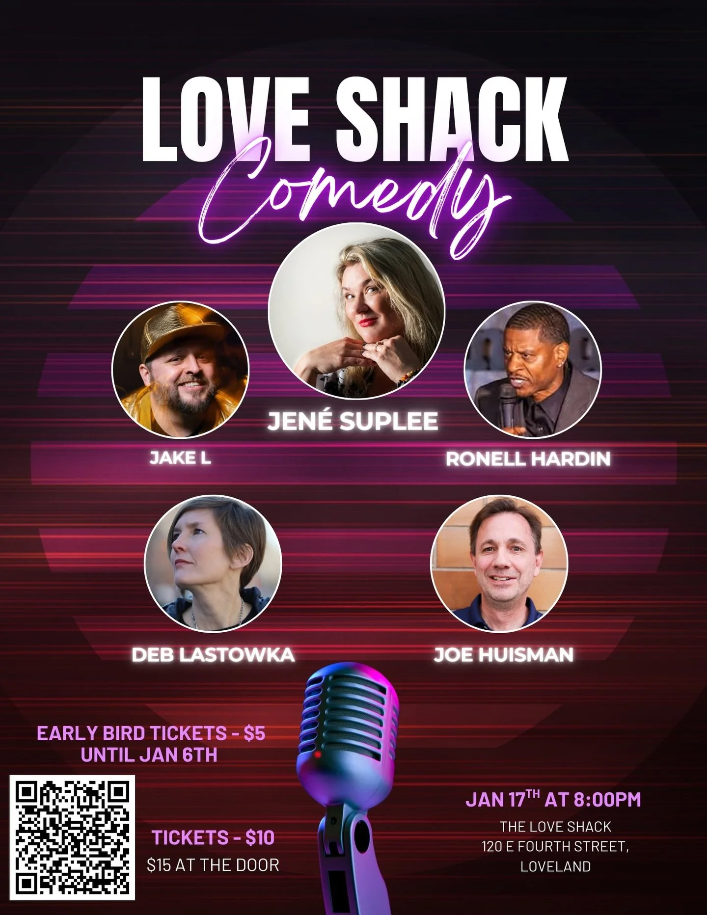 Laughter without the hangover! 🎤 Join us for a night of sharp stand-up and real laughs on January 17th.
A killer lineup. A great room. Just punchlines.
Featuring Jake L, Ronell Hardin &amp; Deb Lastowka
Headliner: Jen&eacute; Suplee - smart, fun &am