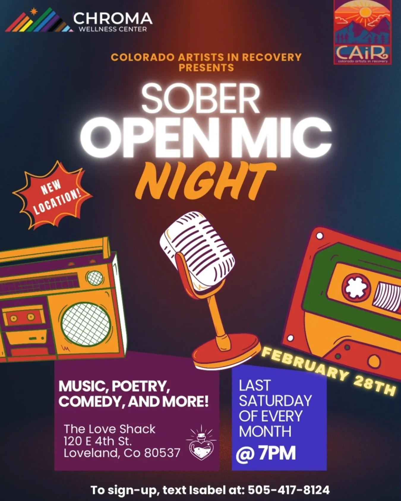We are back for our monthly Sober open Mic night this Saturday starting at 7 PM! Join us for a music, poetry, comedy and more from your local sober community! Text Isabel at (505) 417-8124 to sign up for more information.
#sobercommunity #openmic #op