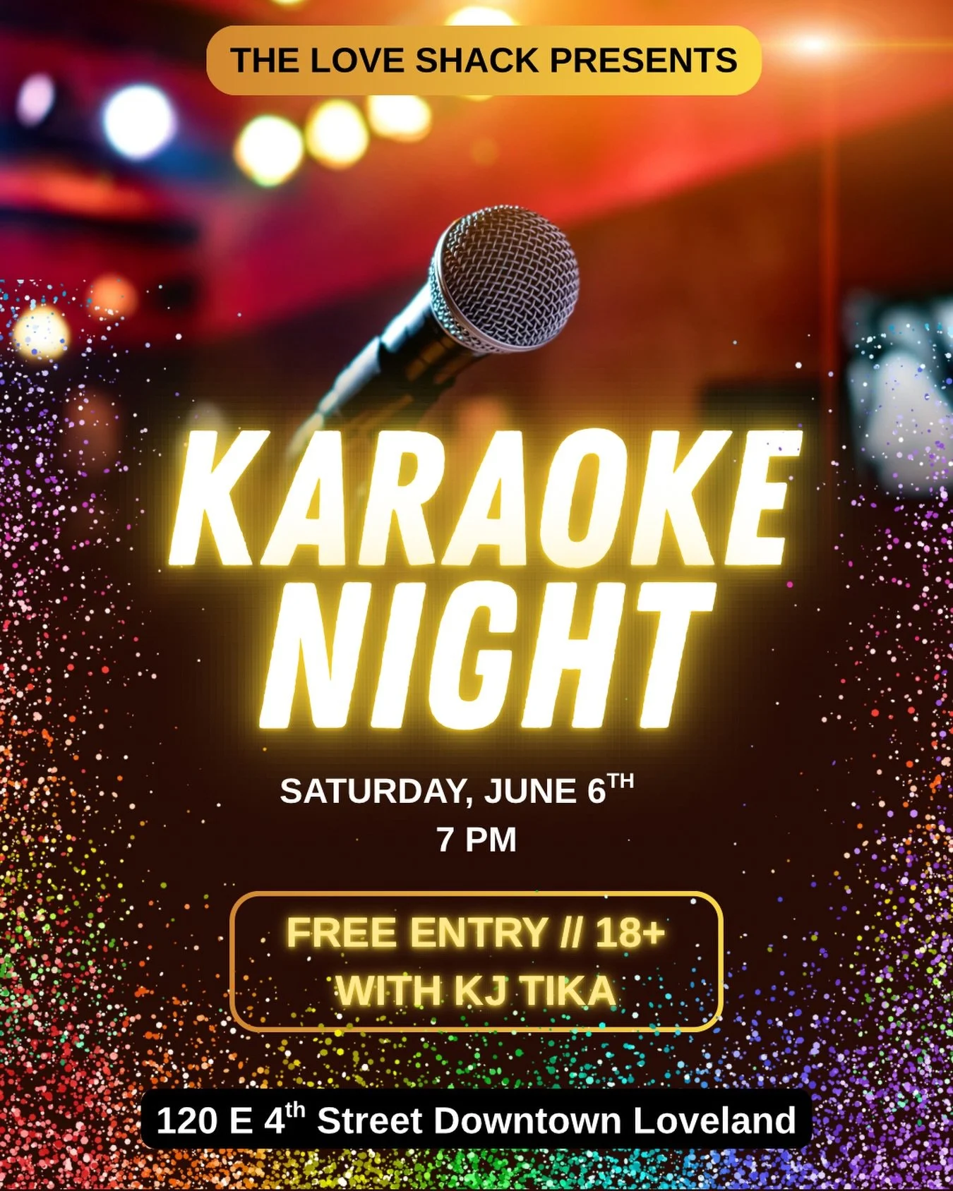 Join us this weekend, Saturday, June 6th at 7pm for another fun night of Karaoke with KJ @tikachuuuuuuu !
Free entry, 18+ 
#karaoke #thingstodo #downtownloveland #summernights #fyp