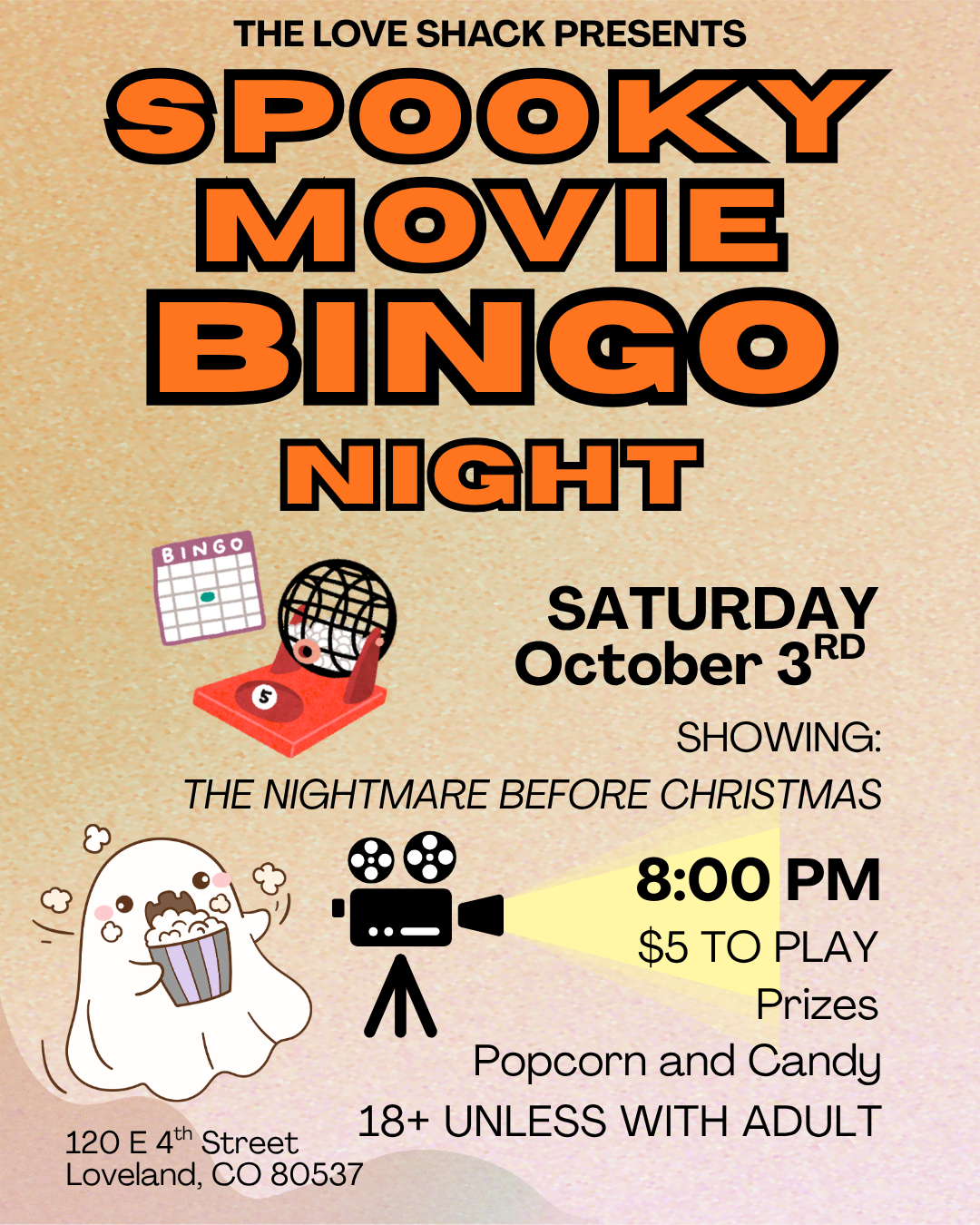Spooky Movie Bingo Night