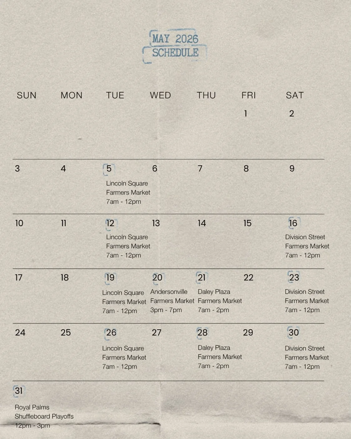 Outdoor season is right around the corner - check out where we&rsquo;ll be in May!