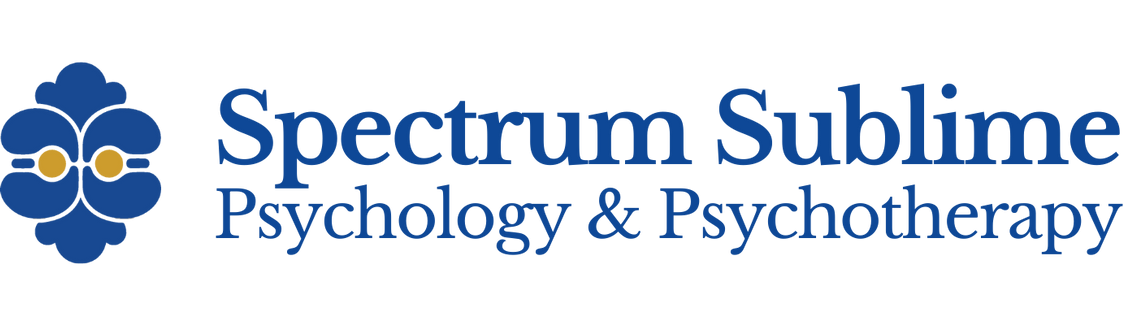 Logo for Spectrum Sublime Psychology & Psychotherapy, featuring a blue flower with yellow centers.