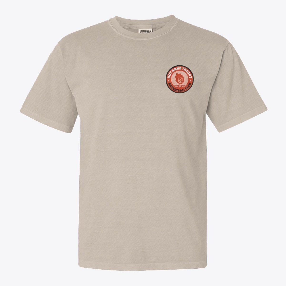 Khaki T-Shirt with Hot Hand Theory Basketball Club Patch