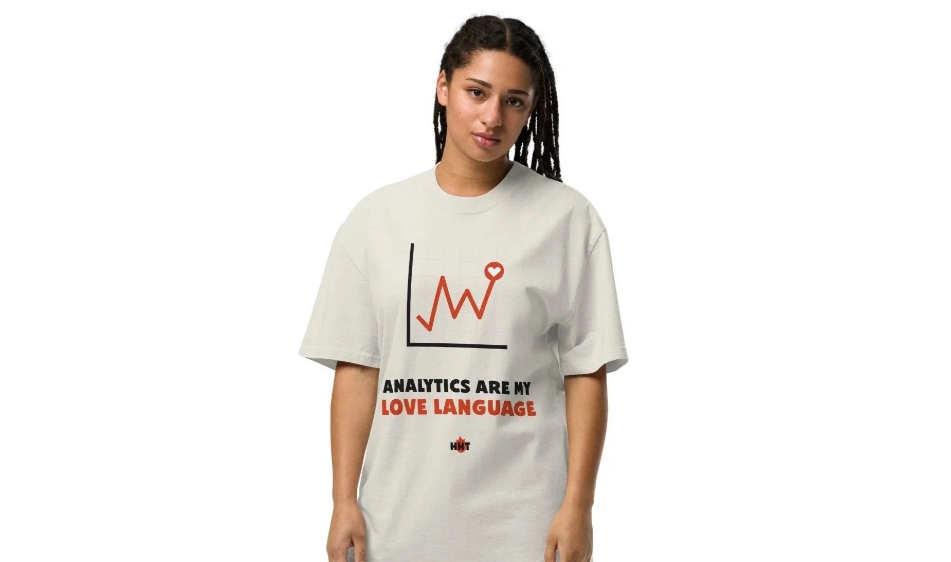 Khaki T-Shirt with Analytics is My Love Language Design