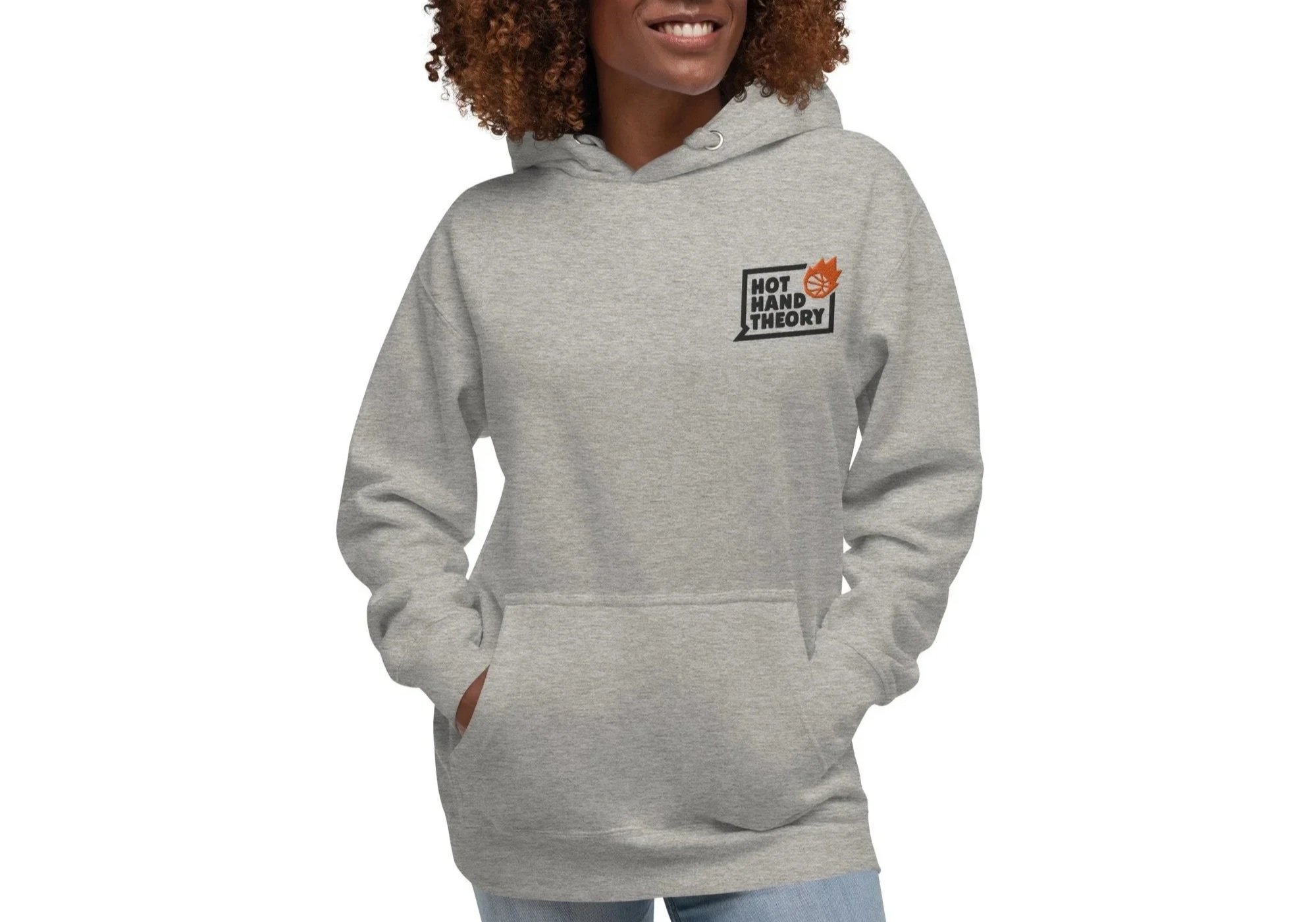 Grey Hoodie with Main Hot Hand Theory Logo