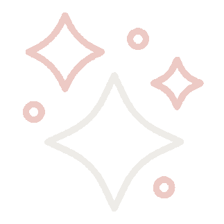 Abstract design of sparkling stars and circles in pale pink and white colors.