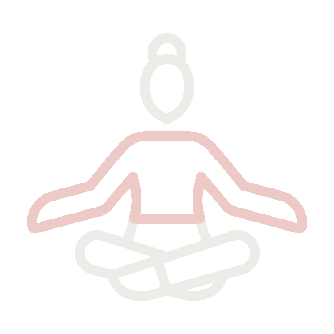 Line drawing of a person meditating in a cross-legged seated position with arms extended outward.