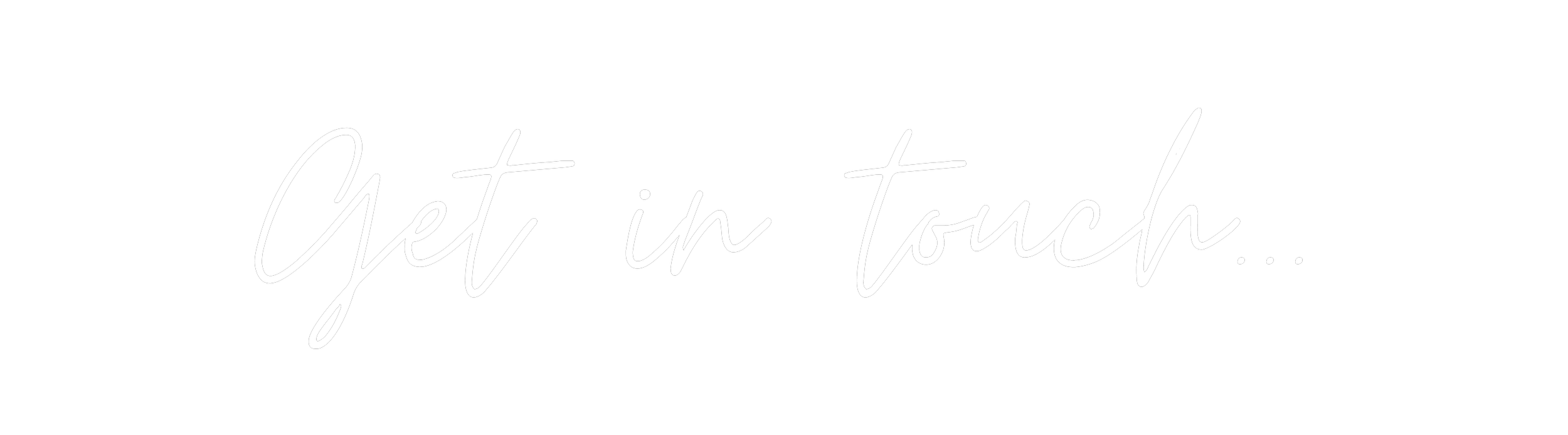 Typography design with the phrase "Get in Touch..." written in white cursive font on a black background.