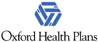 Oxford Health Plans logo with blue geometric emblem and black text